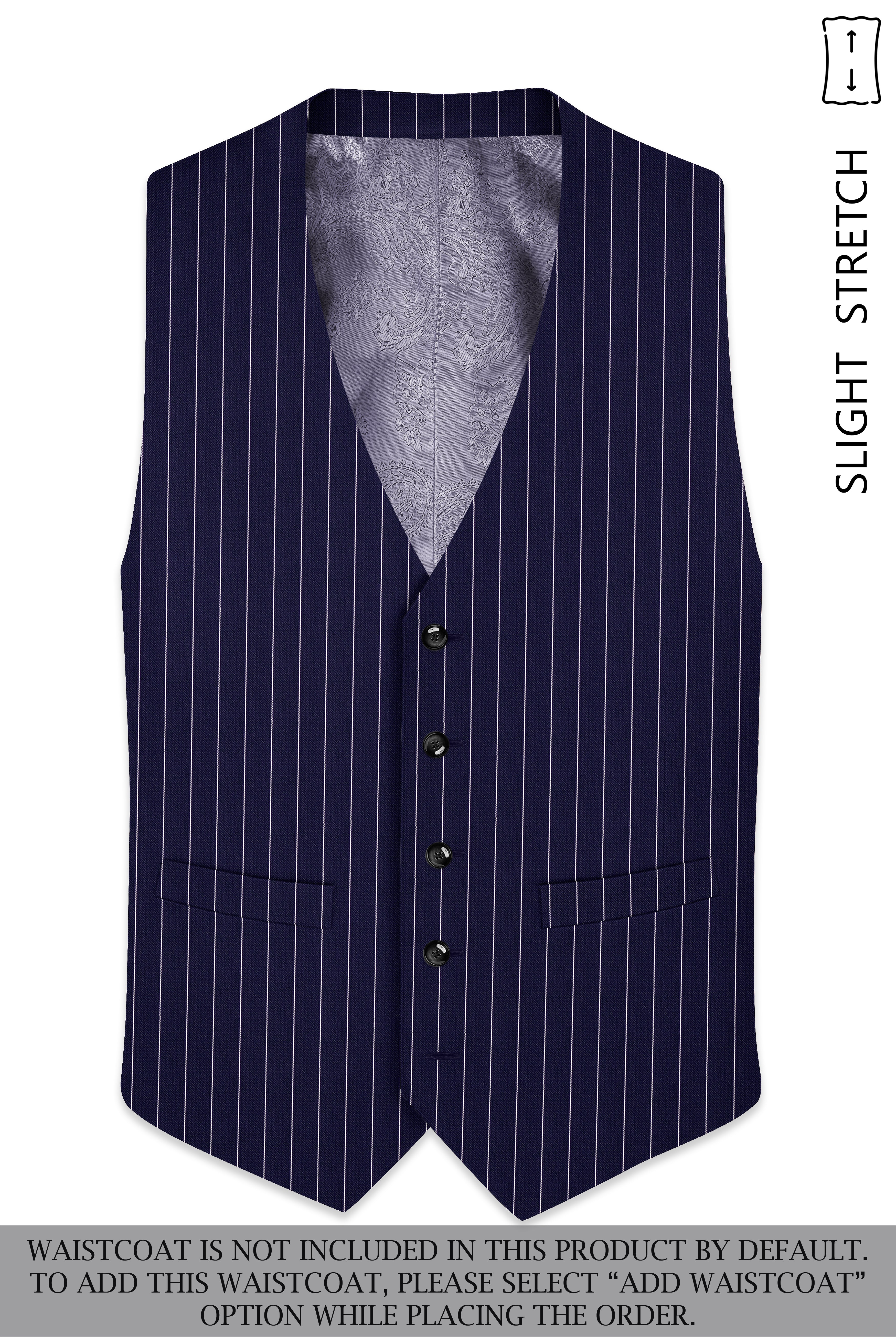 Ascot-Berry Blue And Bright White Chalk Striped Wool Rich Slight Stretch Single Breasted Suit