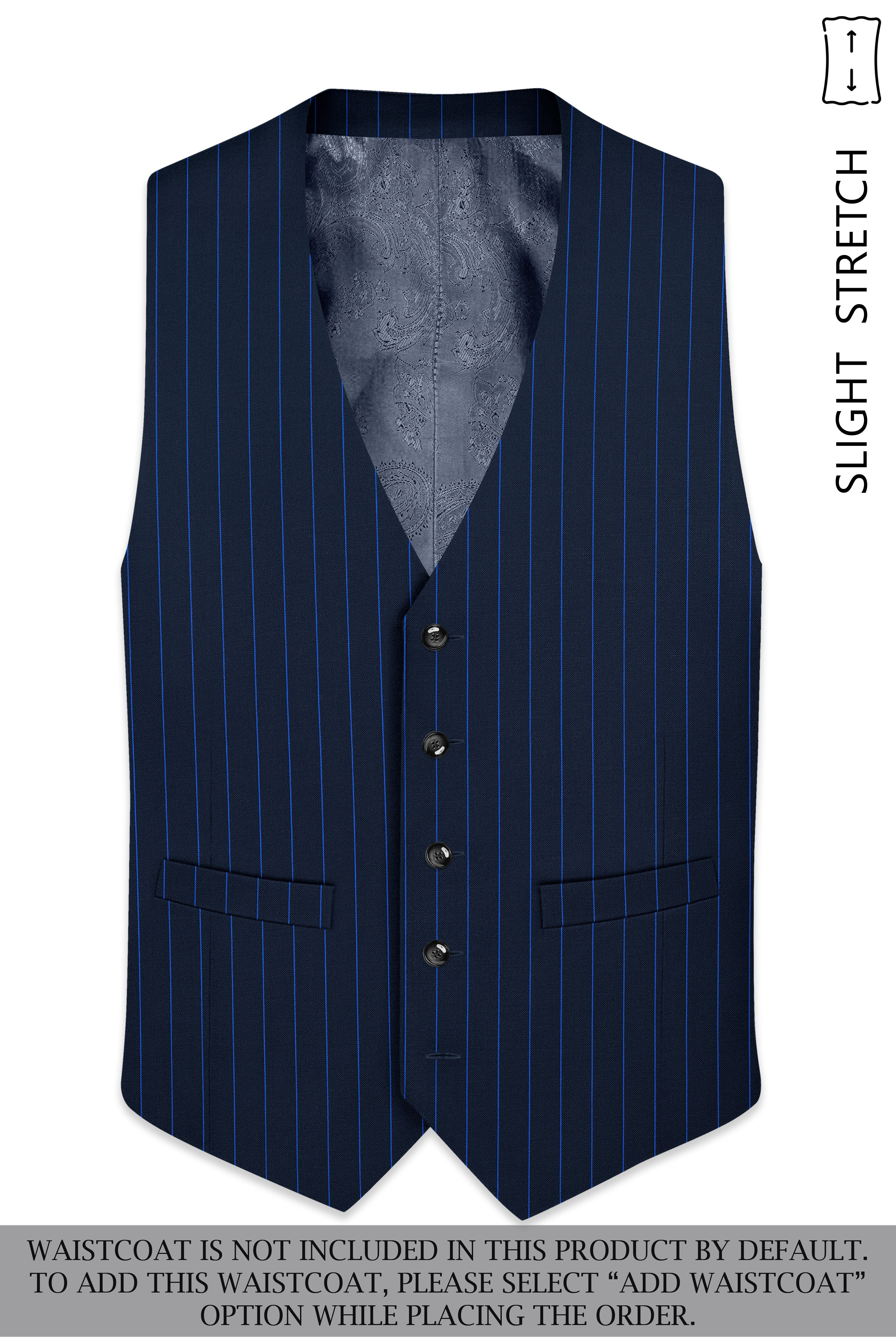 Strivon-Tealish Blue Chalk Striped Wool Rich Slight Stretch Single Breasted Suit