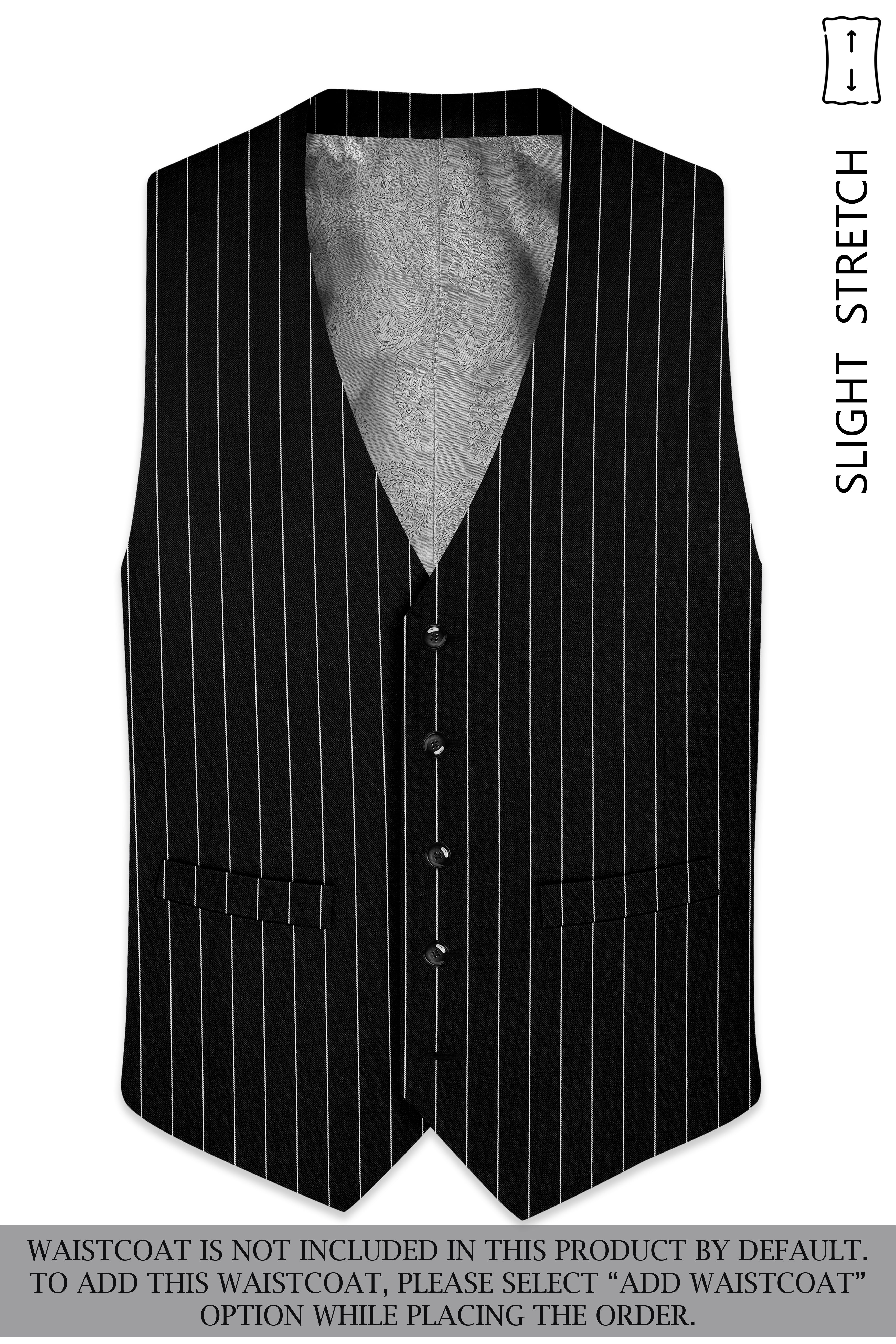 Noirline-Jade Black And Bright White Awning Striped Wool Rich Slight Stretch Single Breasted Suit