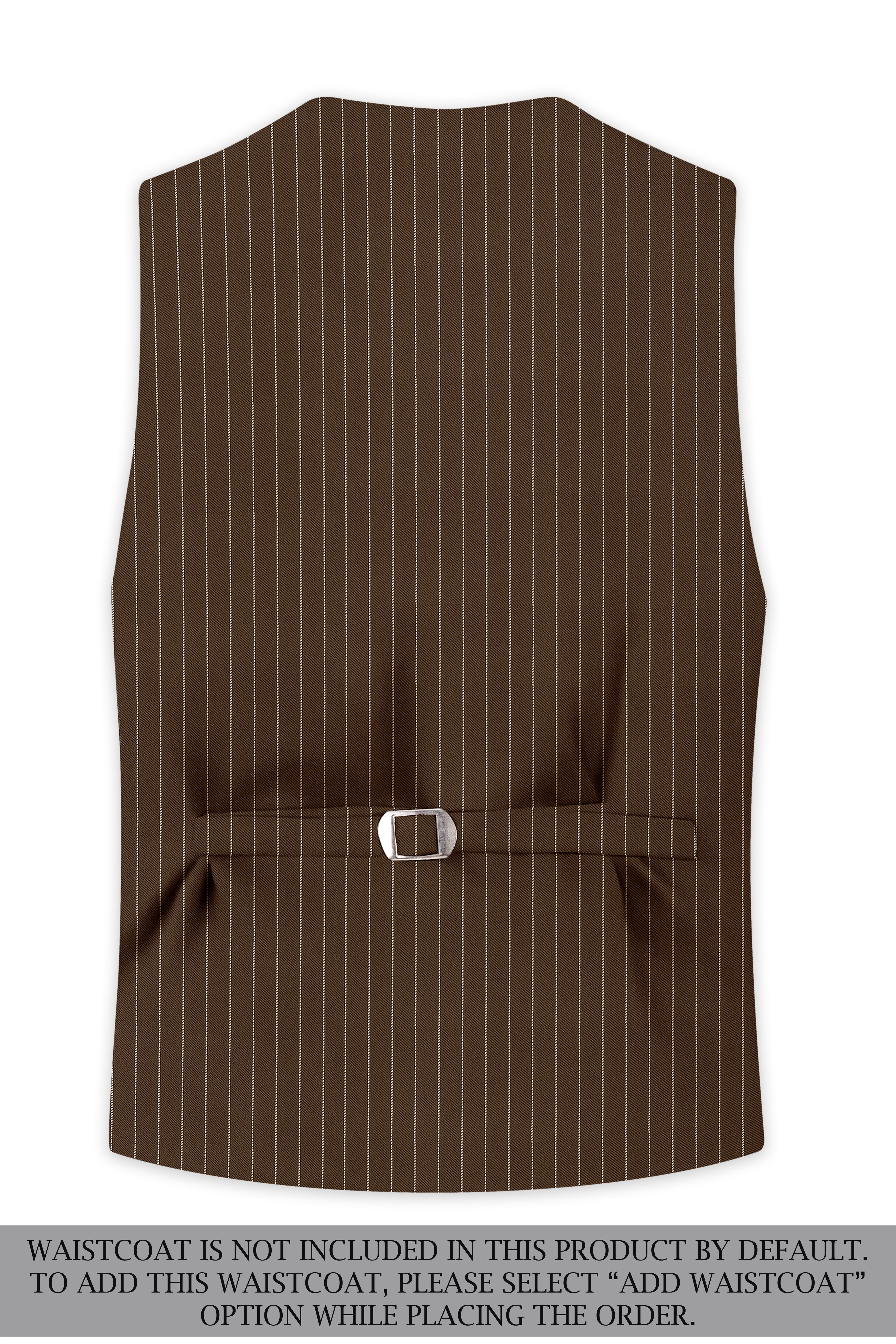 Bristol-Iroko Brown And Bright White Chalk Striped Wool Rich Slight Stretch Single Breasted Suit