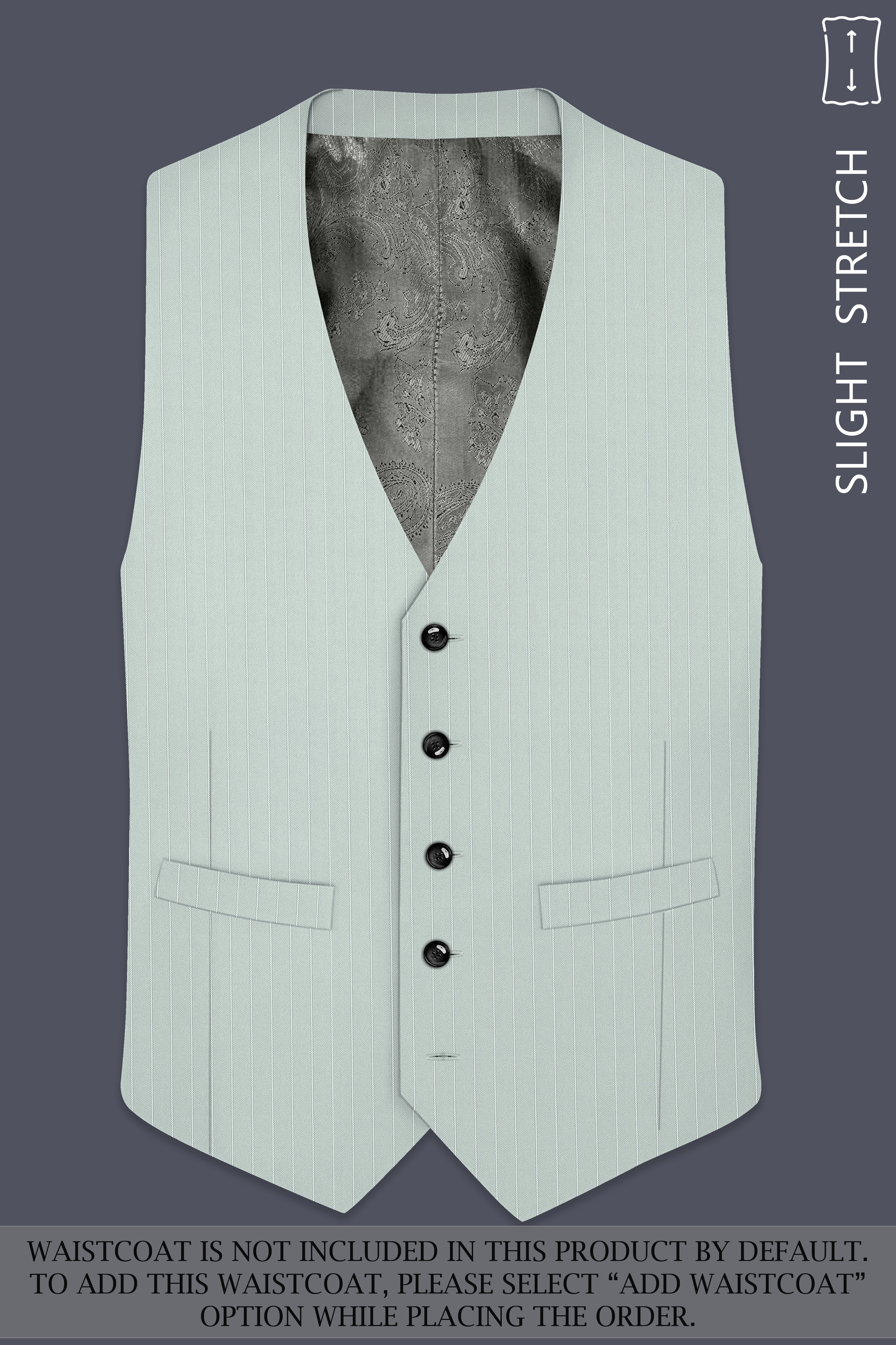 Halcyon-Pale Slate Green Herringbone Striped Wool Rich Slight Stretch Single Breasted Suit