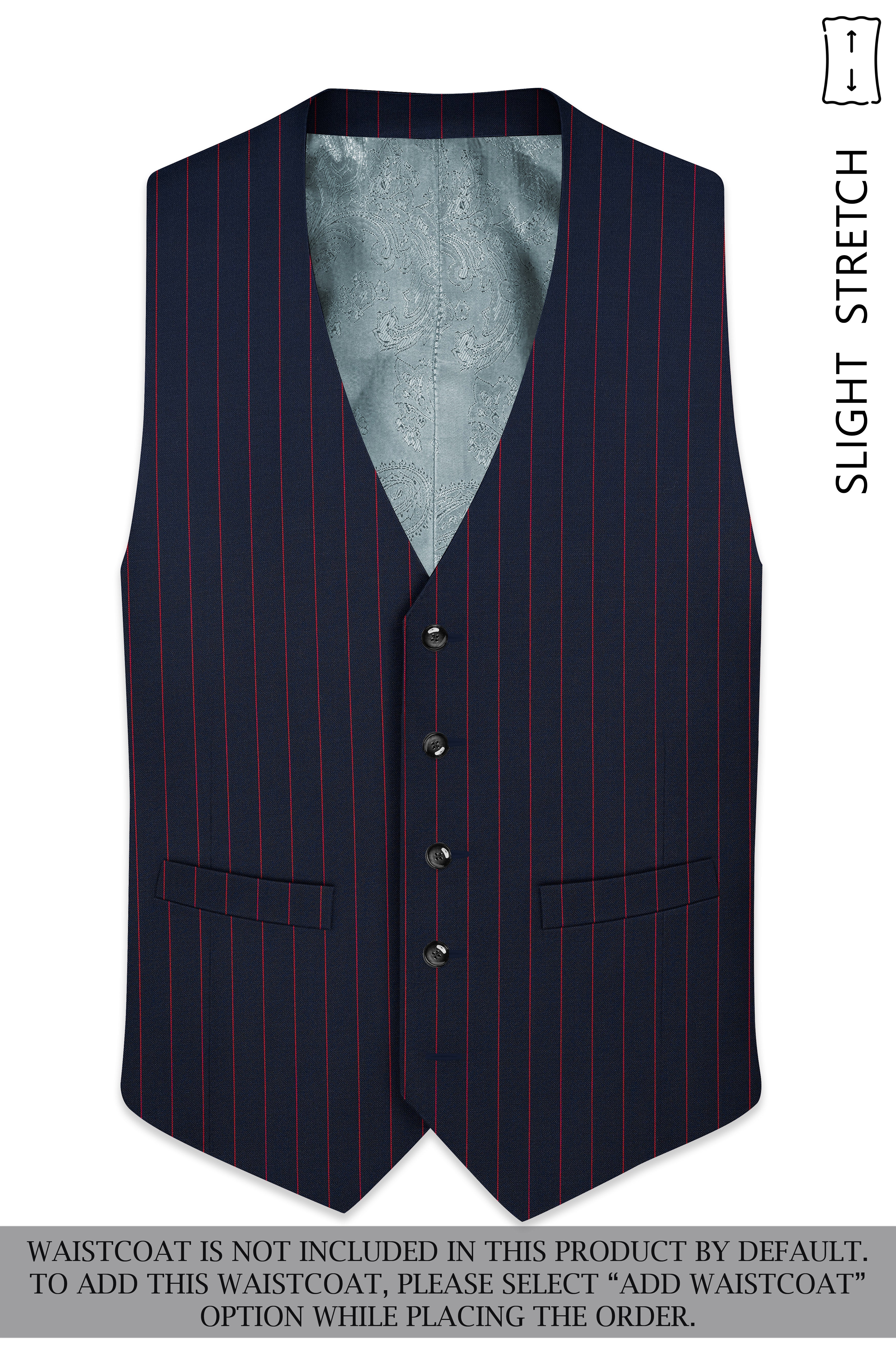 Striata-Haiti Blue And Brick Pink Chalk Striped Wool Rich Slight Stretch Double Breasted Suit