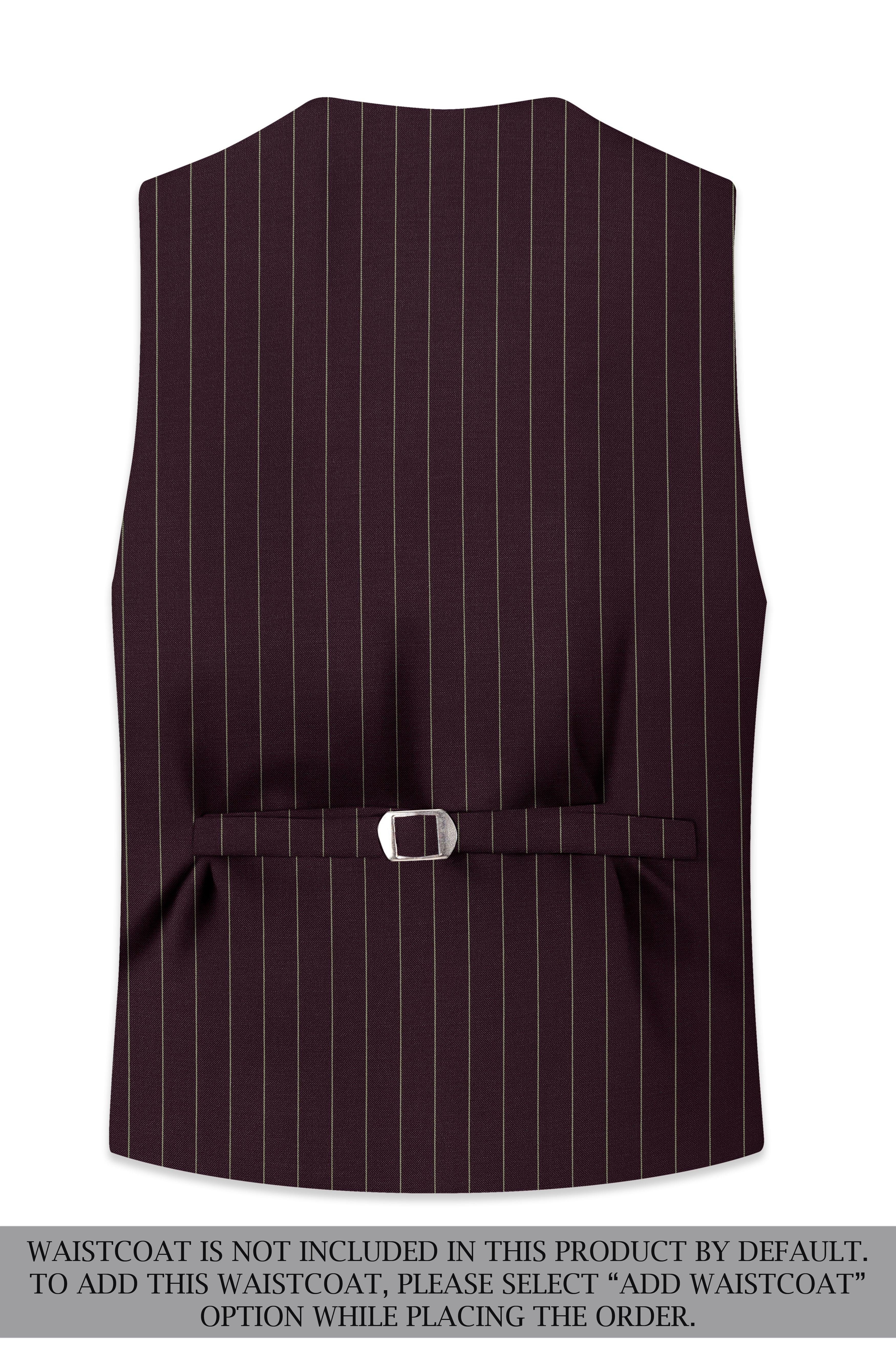 Valiant-Seal Maroon And Bright White Chalk Striped Wool Rich Slight Stretch Double Breasted Suit