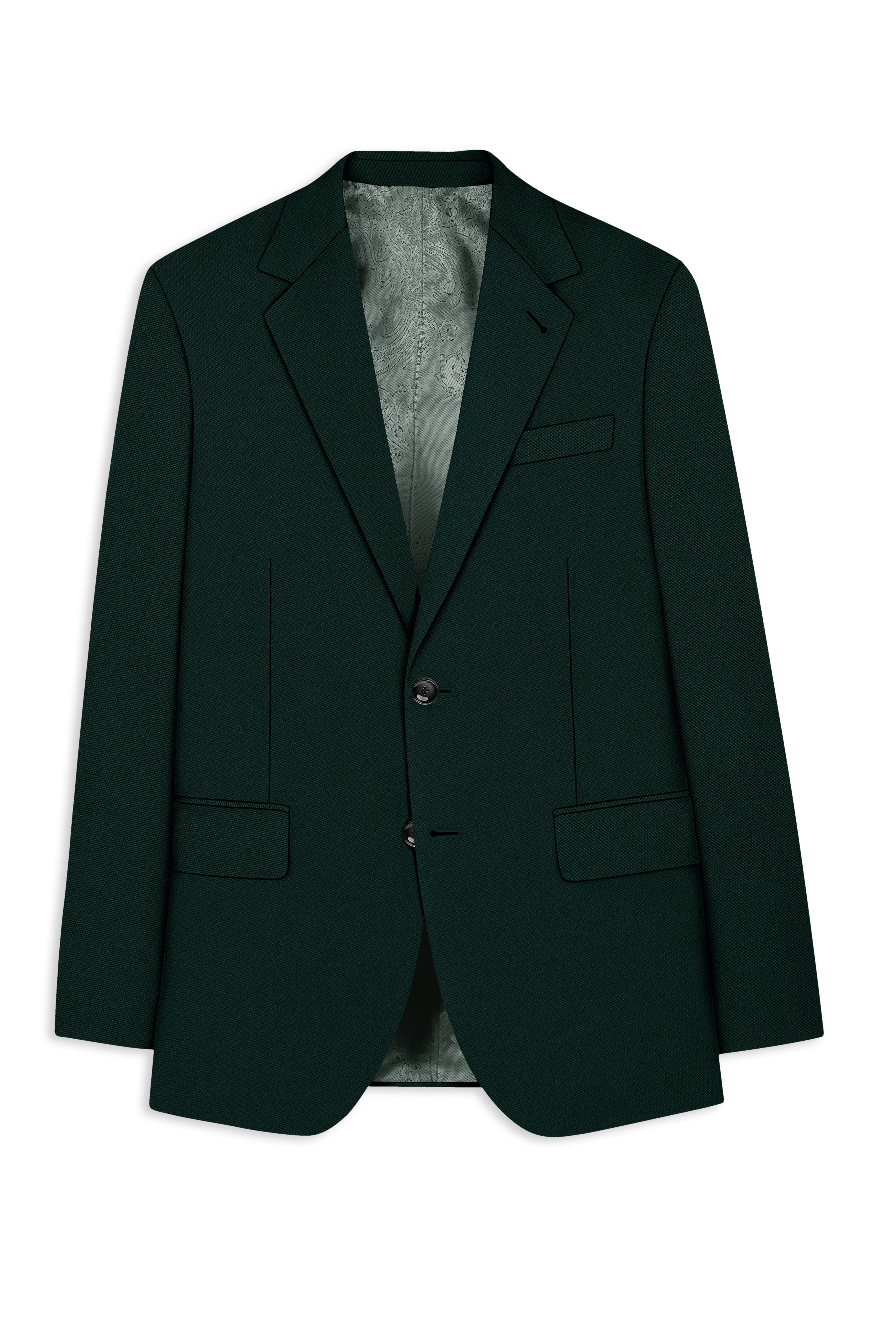 Verde-Aztec Green 4-Way Stretch Wrinkle-Free Fluid Drape Fabric Single Breasted Suit