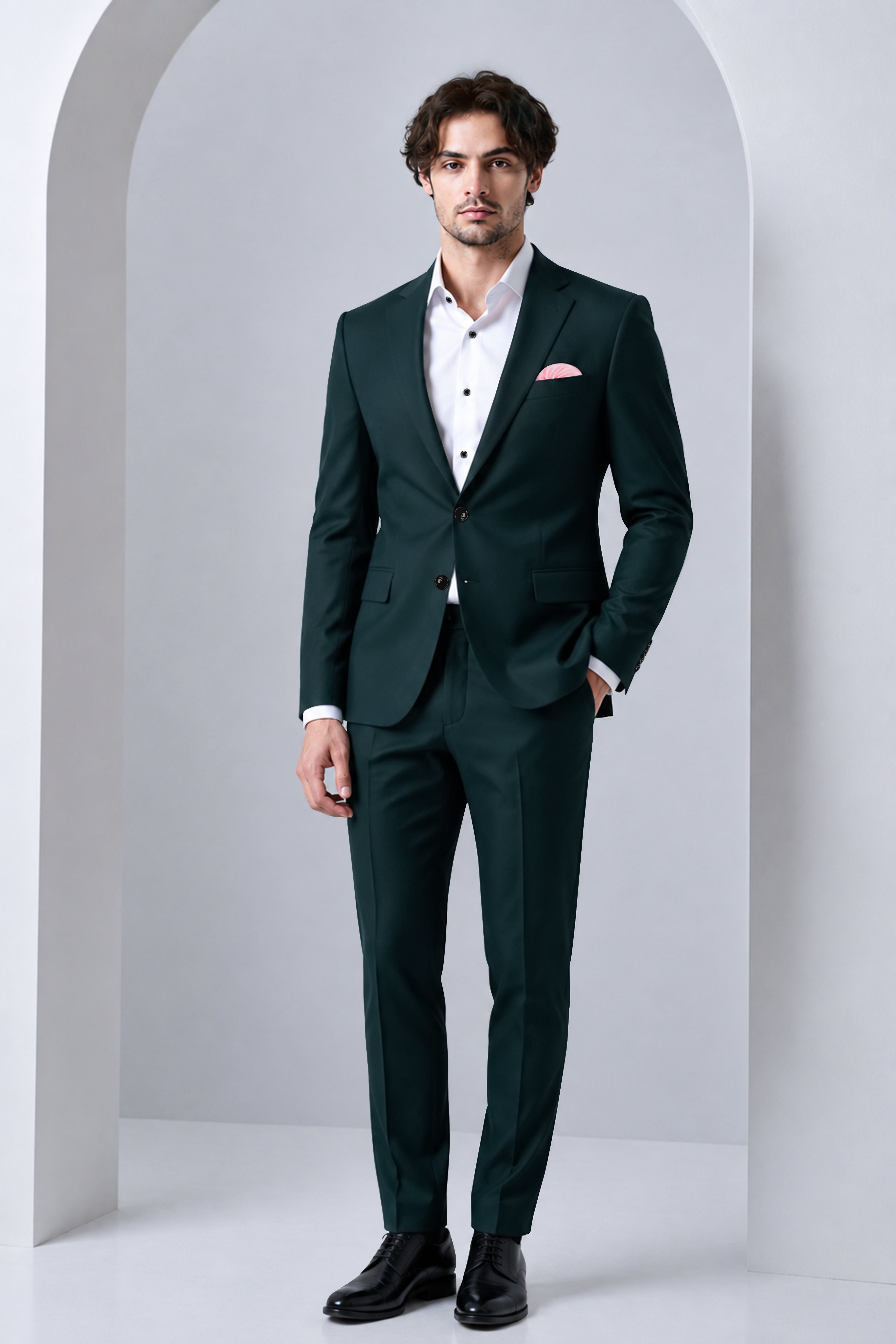 Canopy-Daintree Green 4-Way Stretch Wrinkle-Free Fluid Drape Fabric Single Breasted Suit