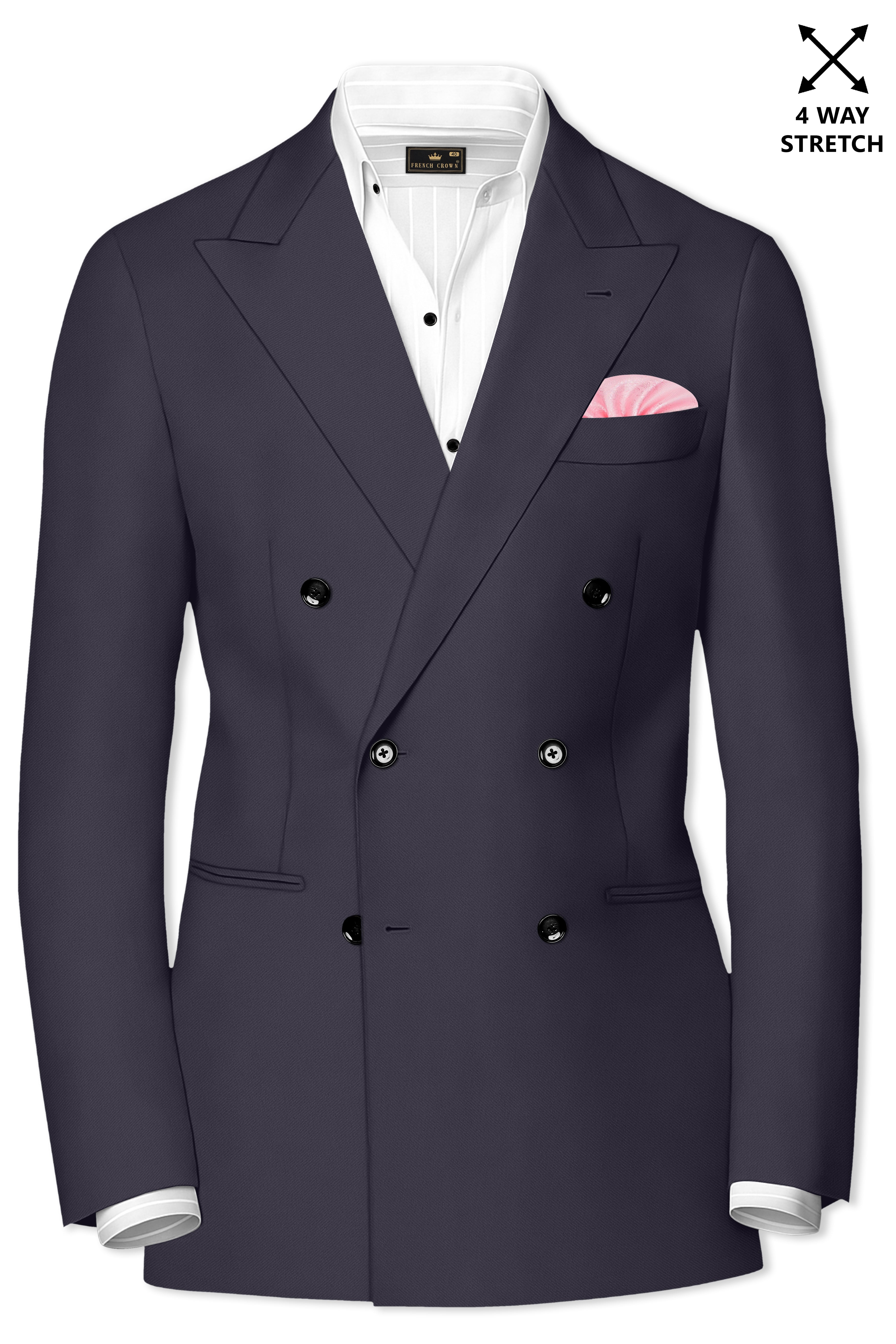Aeris-Bastilie Gray 4-Way Stretch Wrinkle-Free Fluid Drape Fabric Double Breasted Suit
