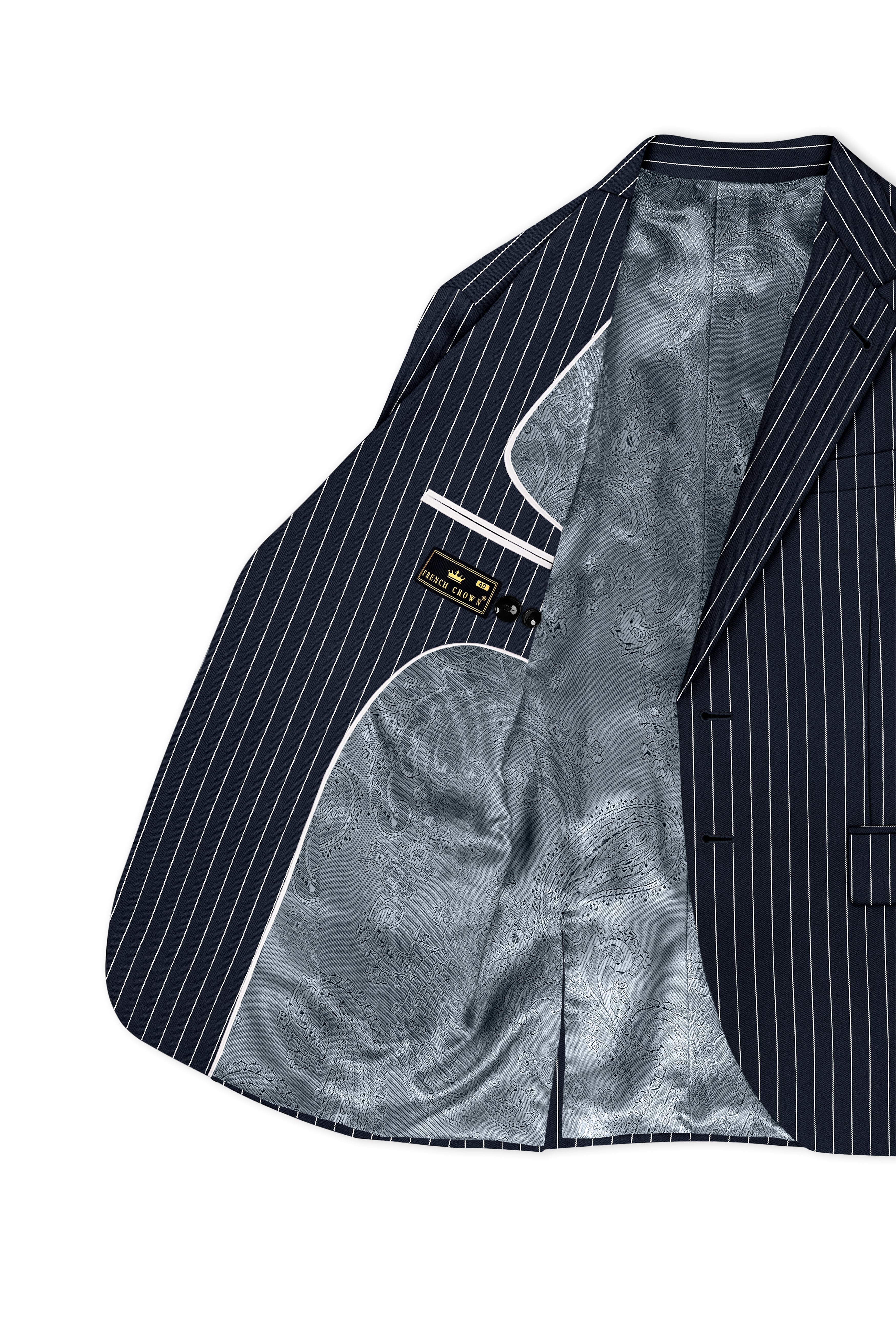 Echelon-Vulcan Blue Herringbone Striped Wool Rich Slight Stretch Single Breasted Suit