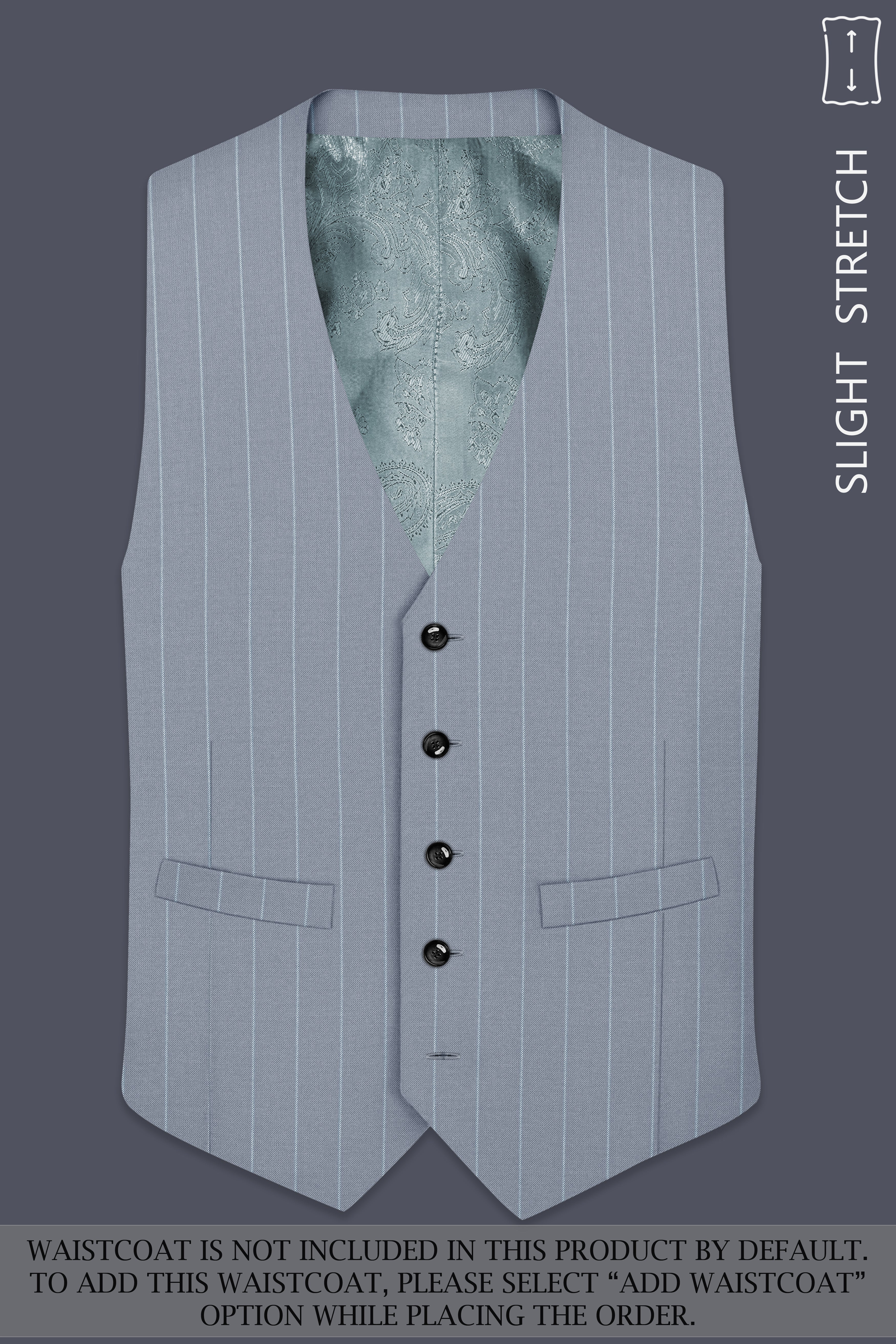 Prestige-Regent Gray And Bright White Chalk Striped Wool Rich Slight Stretch Single Breasted Suit