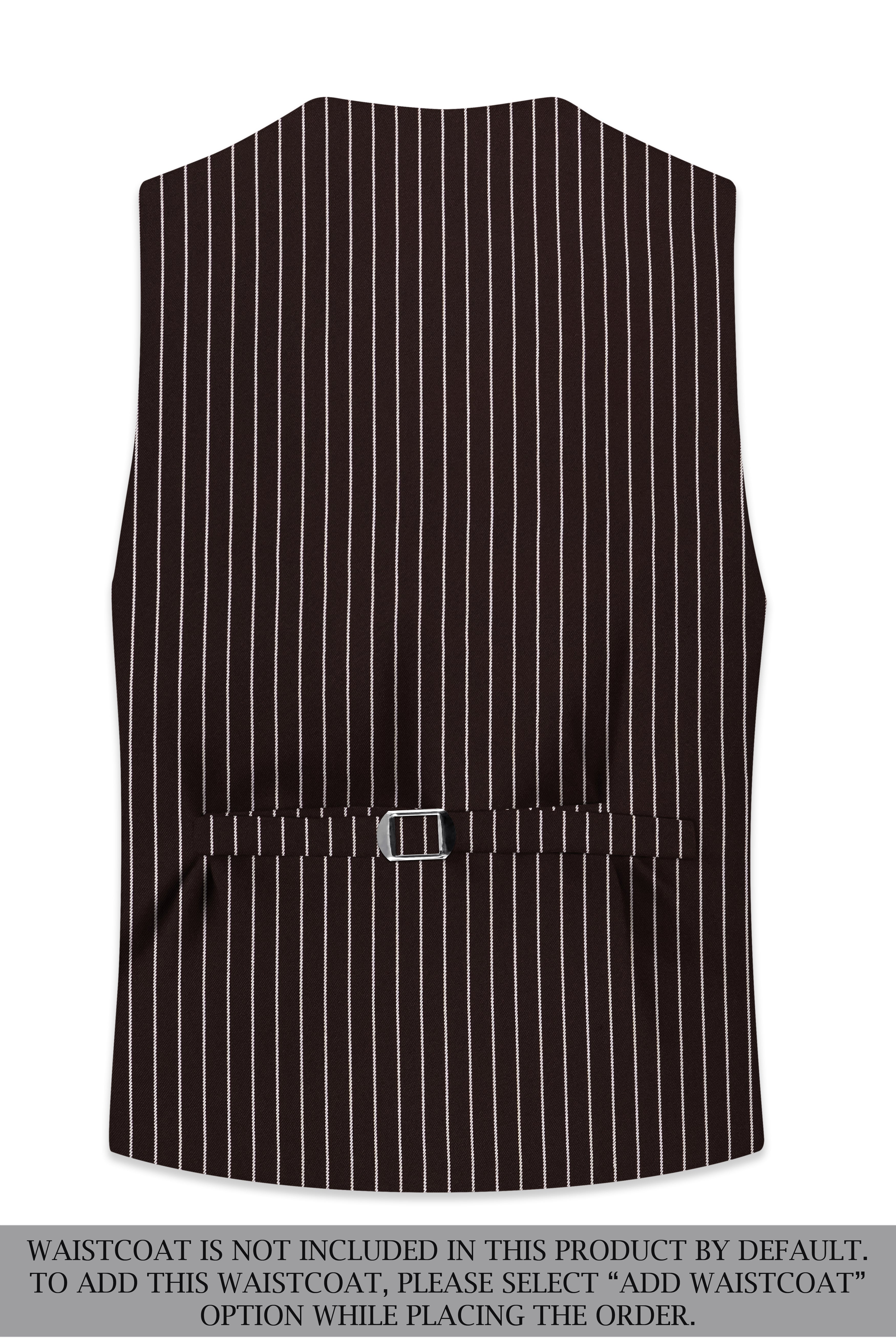 Bastion-Gondola Brown And Bright White Chalk Striped Wool Rich Slight Stretch Double Breasted Suit