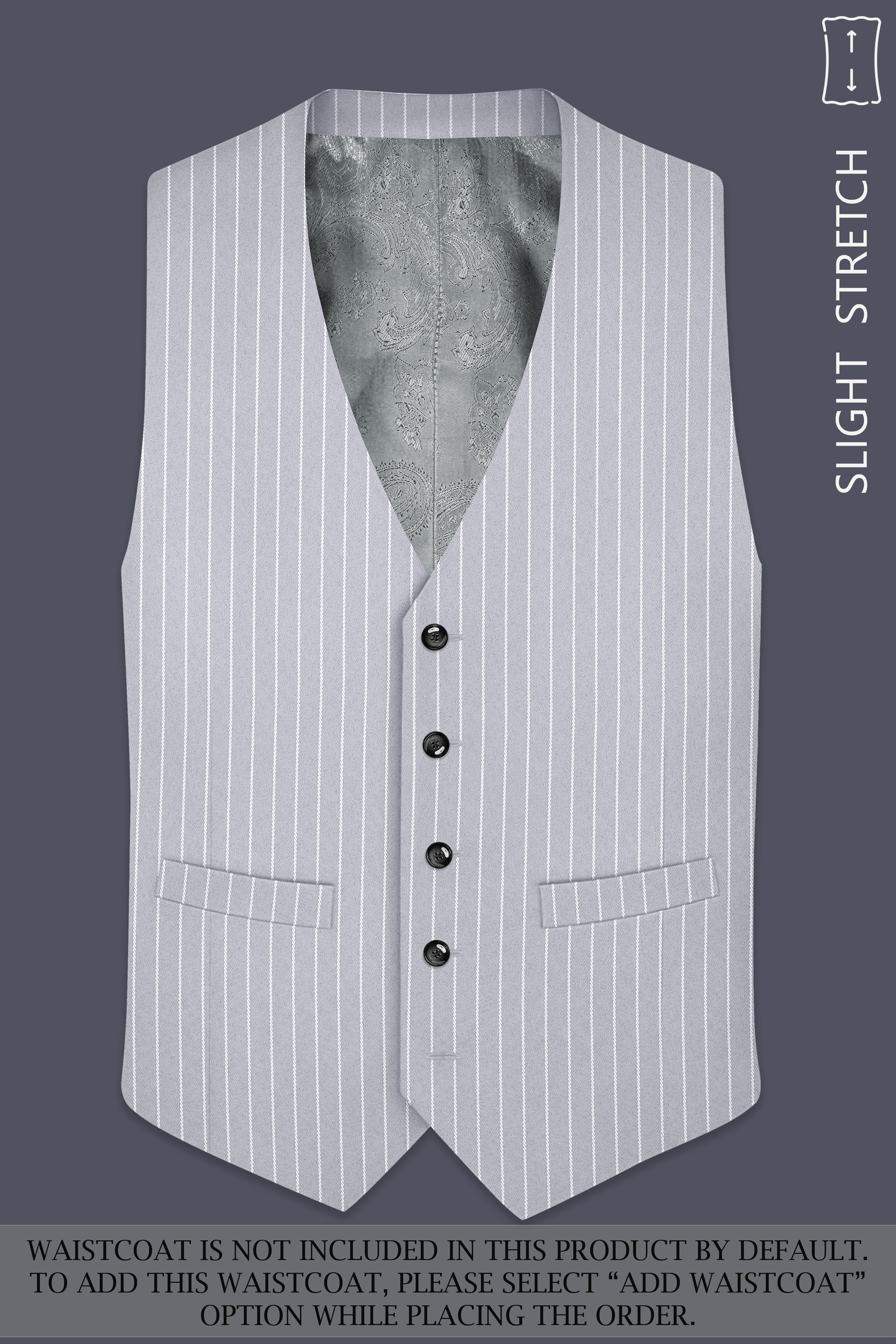 Sterlan-Goose Gray And Bright White Chalk Striped Wool Rich Slight Stretch Double Breasted Suit