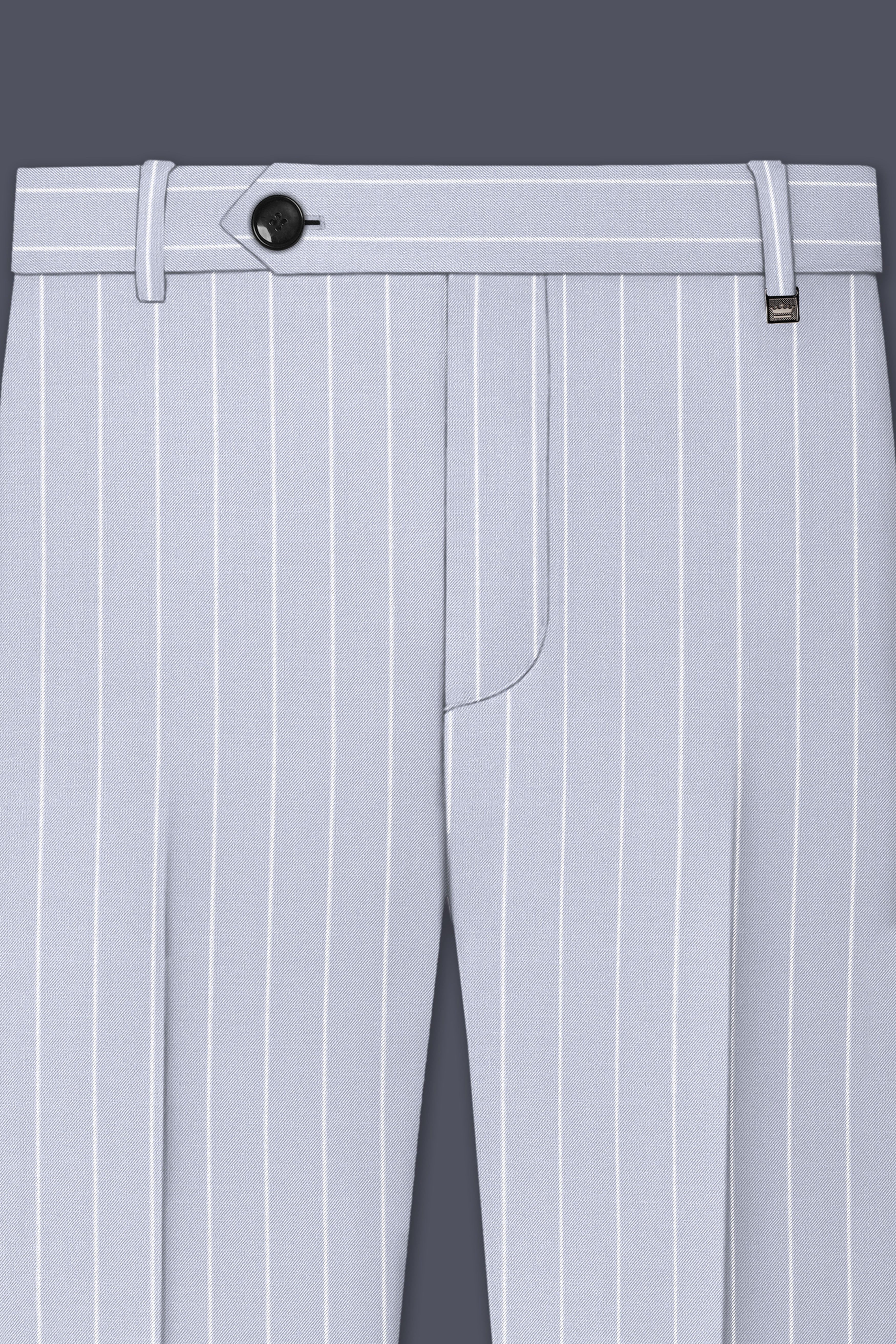 Axiom-Loblolly Gray And Bright White Chalk Striped Wool Rich Slight Stretch Double Breasted Suit
