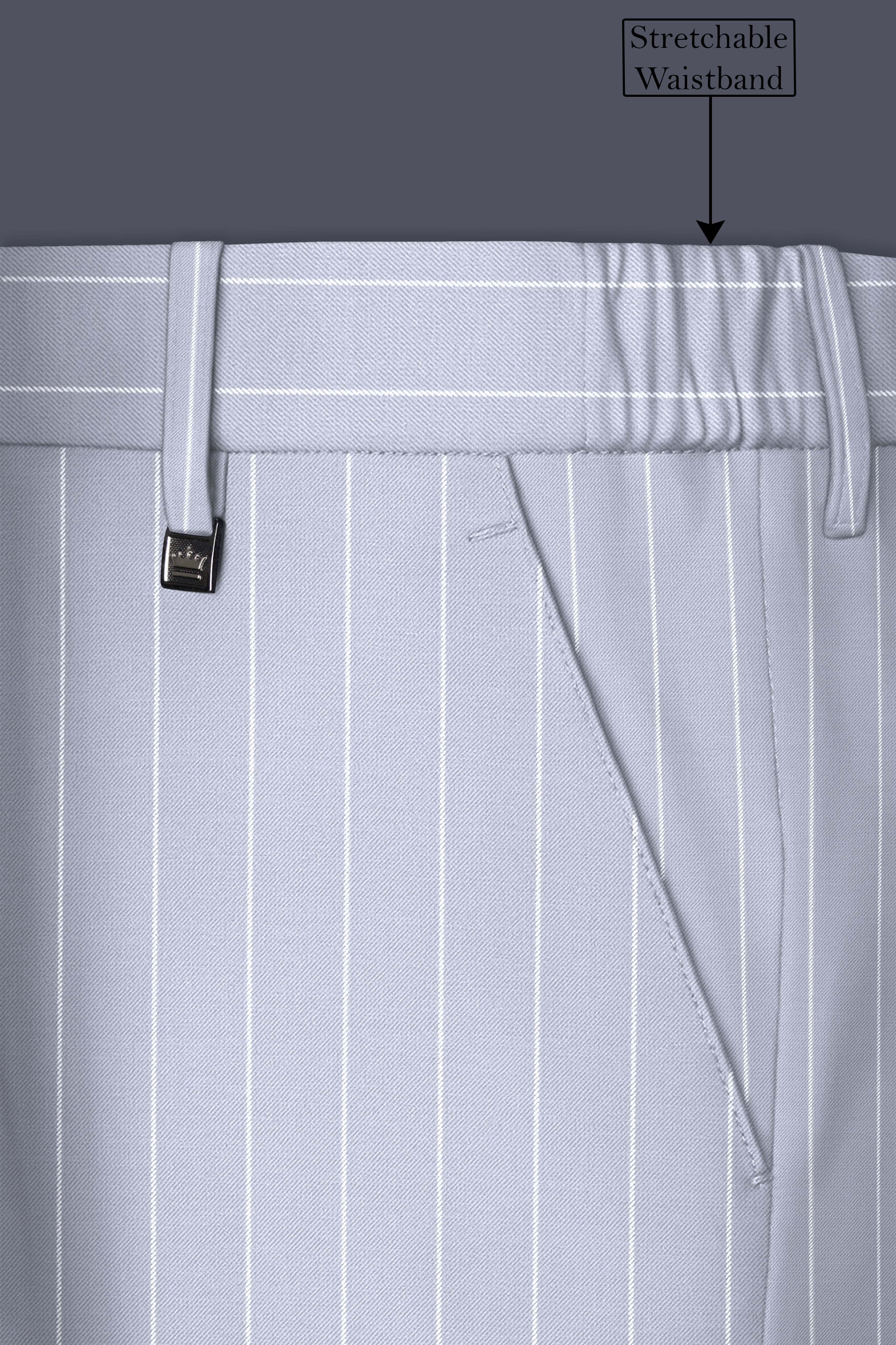 Axiom-Loblolly Gray And Bright White Chalk Striped Wool Rich Slight Stretch Double Breasted Suit