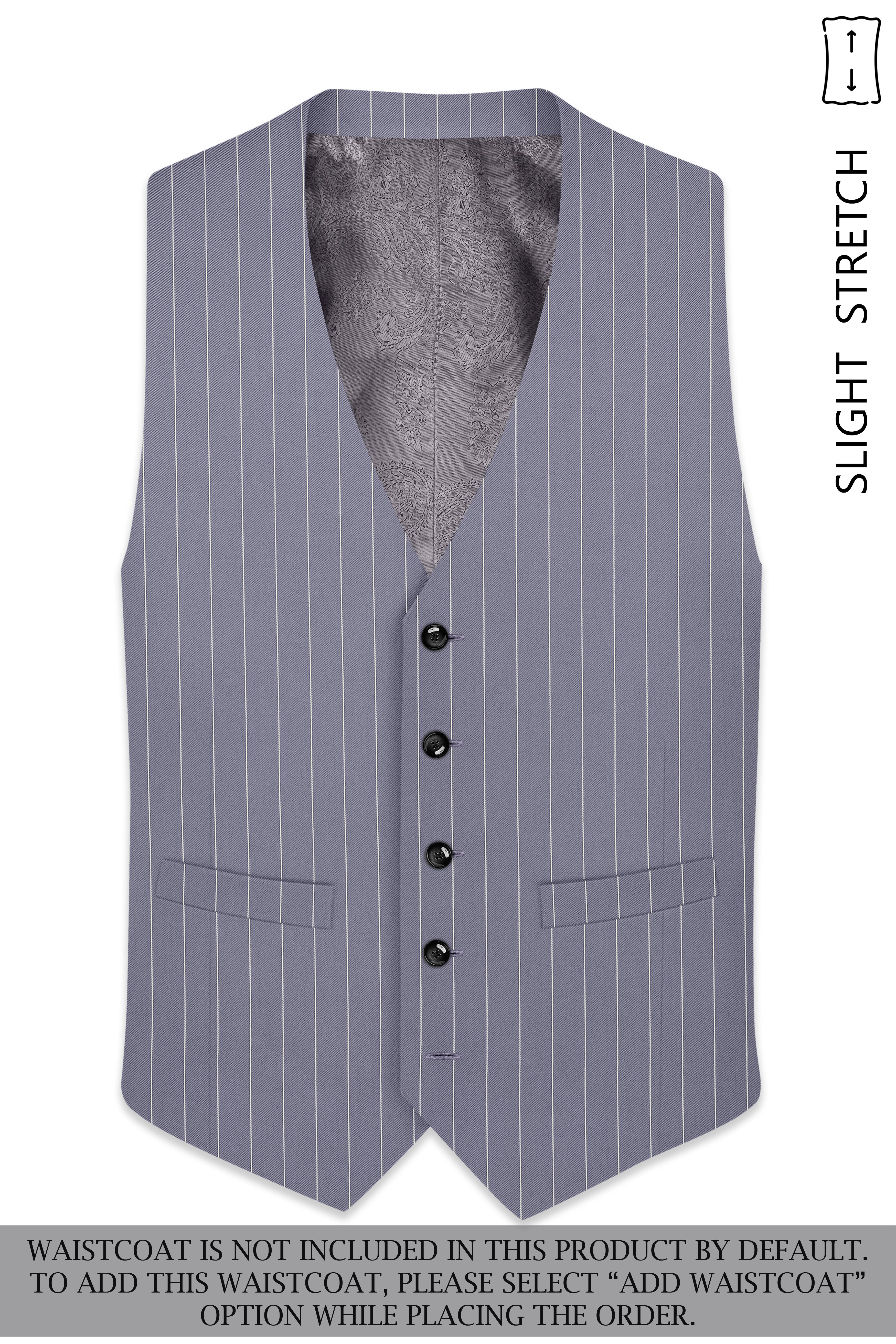 Regent-Mobster Gray And Bright White Chalk Striped Wool Rich Slight Stretch Single Breasted Suit