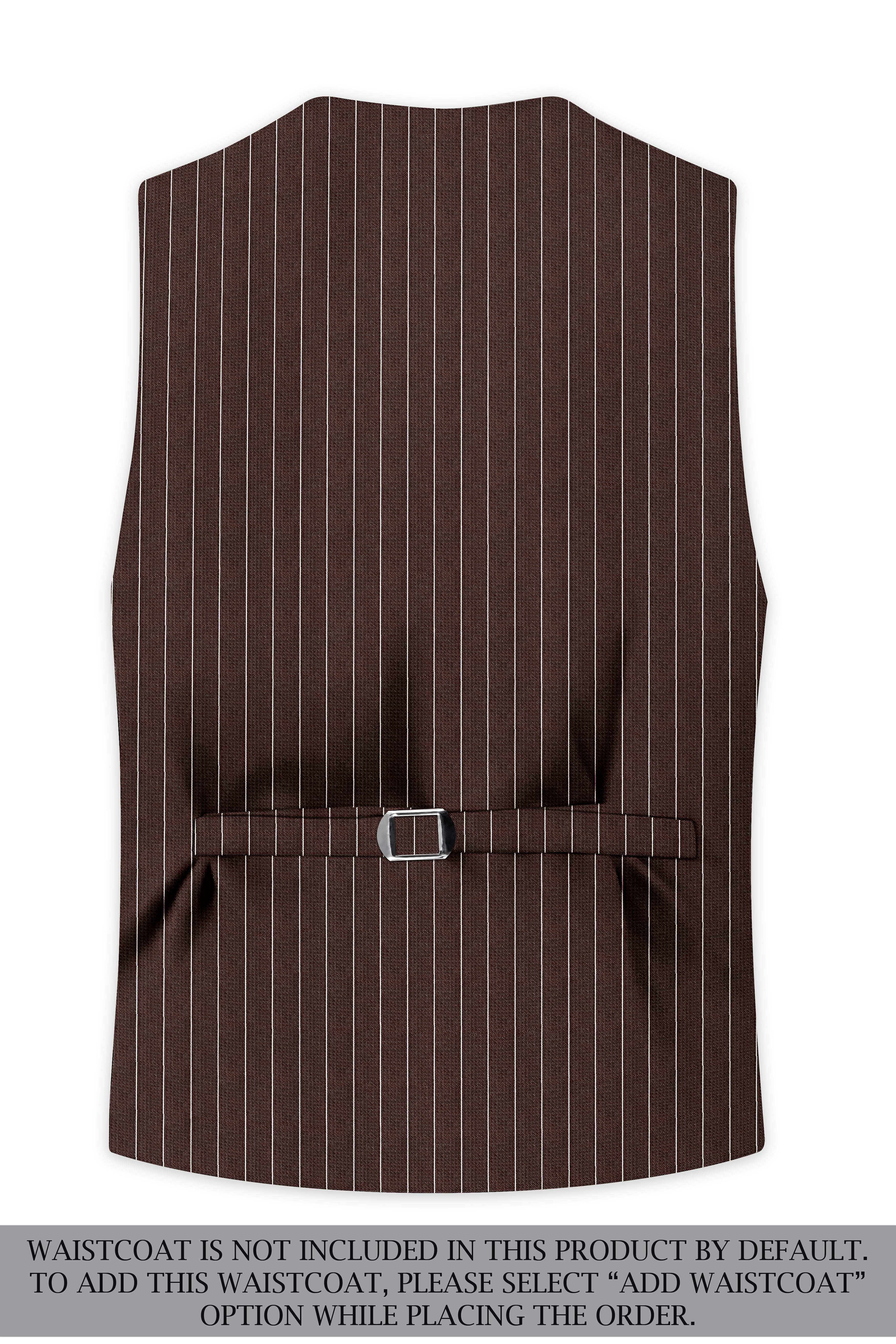 Bristol-Bistre Brown And Bright White Chalk Striped Wool Rich Slight Stretch Single Breasted Suit