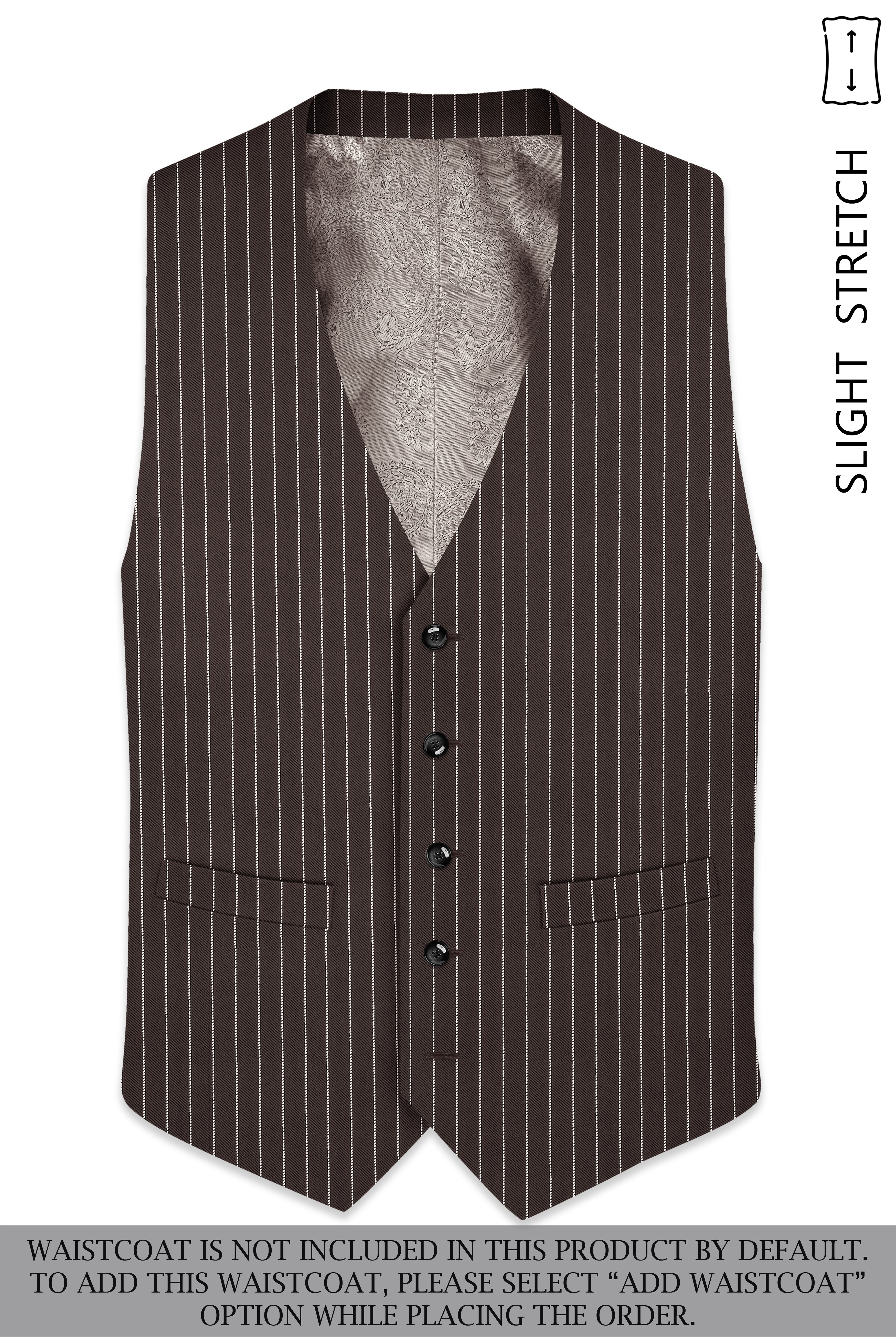 Sovereign-Umber Brown And Bright White Chalk Striped Wool Rich Slight Stretch Single Breasted Suit