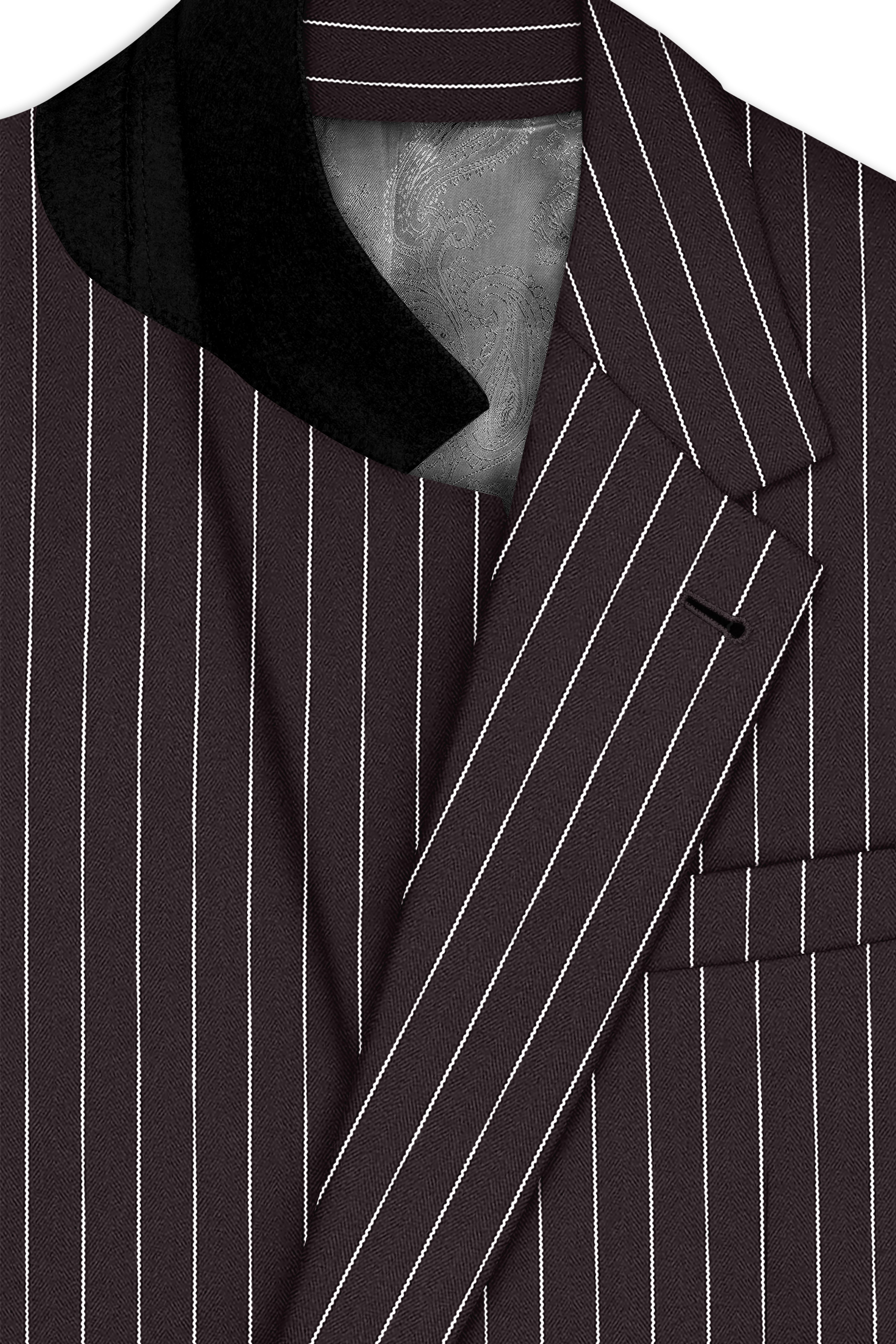 Volt-Thunder Brown Herringbone Striped Wool Rich Slight Stretch Single Breasted Suit