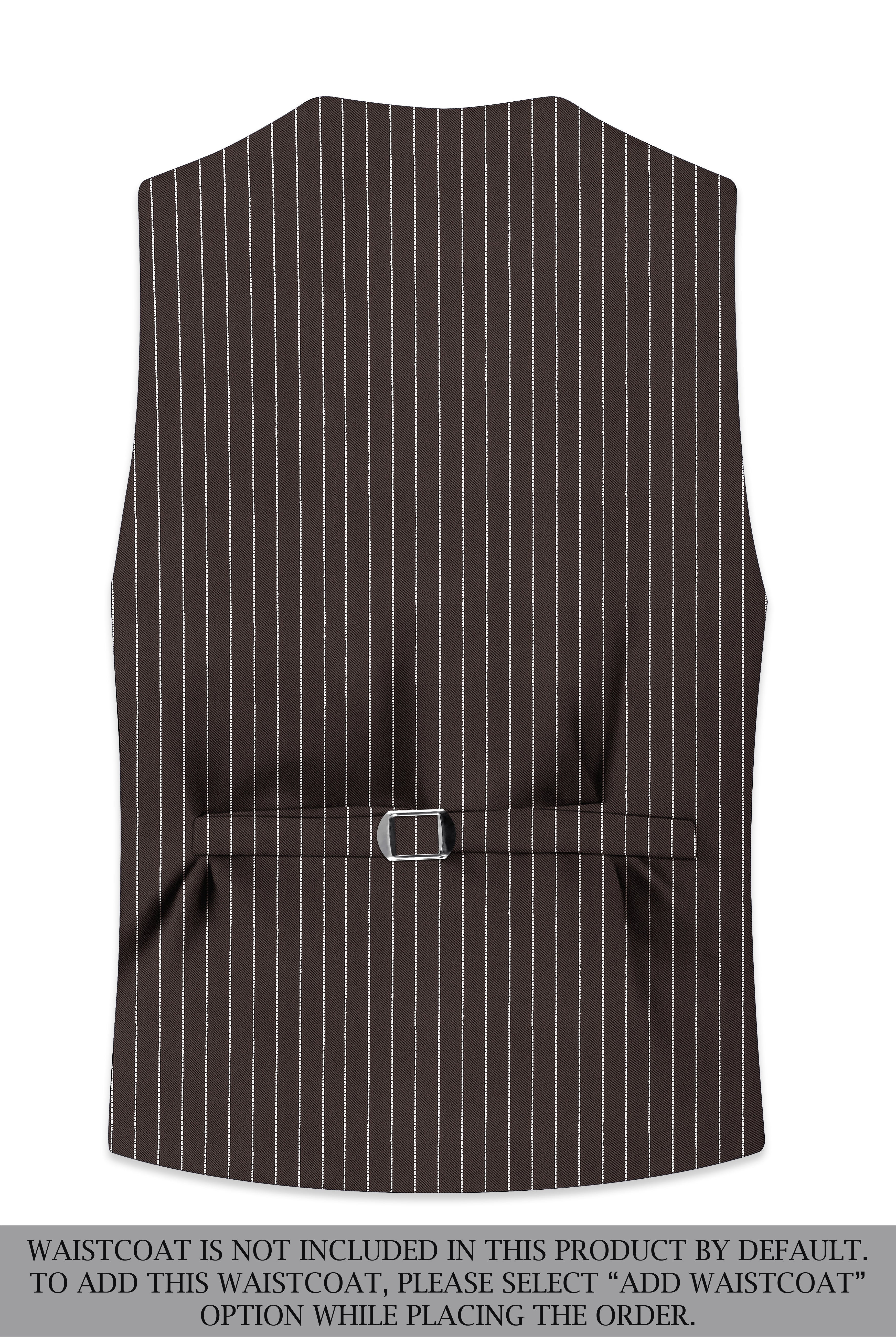 Sovereign-Umber Brown And Bright White Chalk Striped Wool Rich Slight Stretch Double Breasted Suit