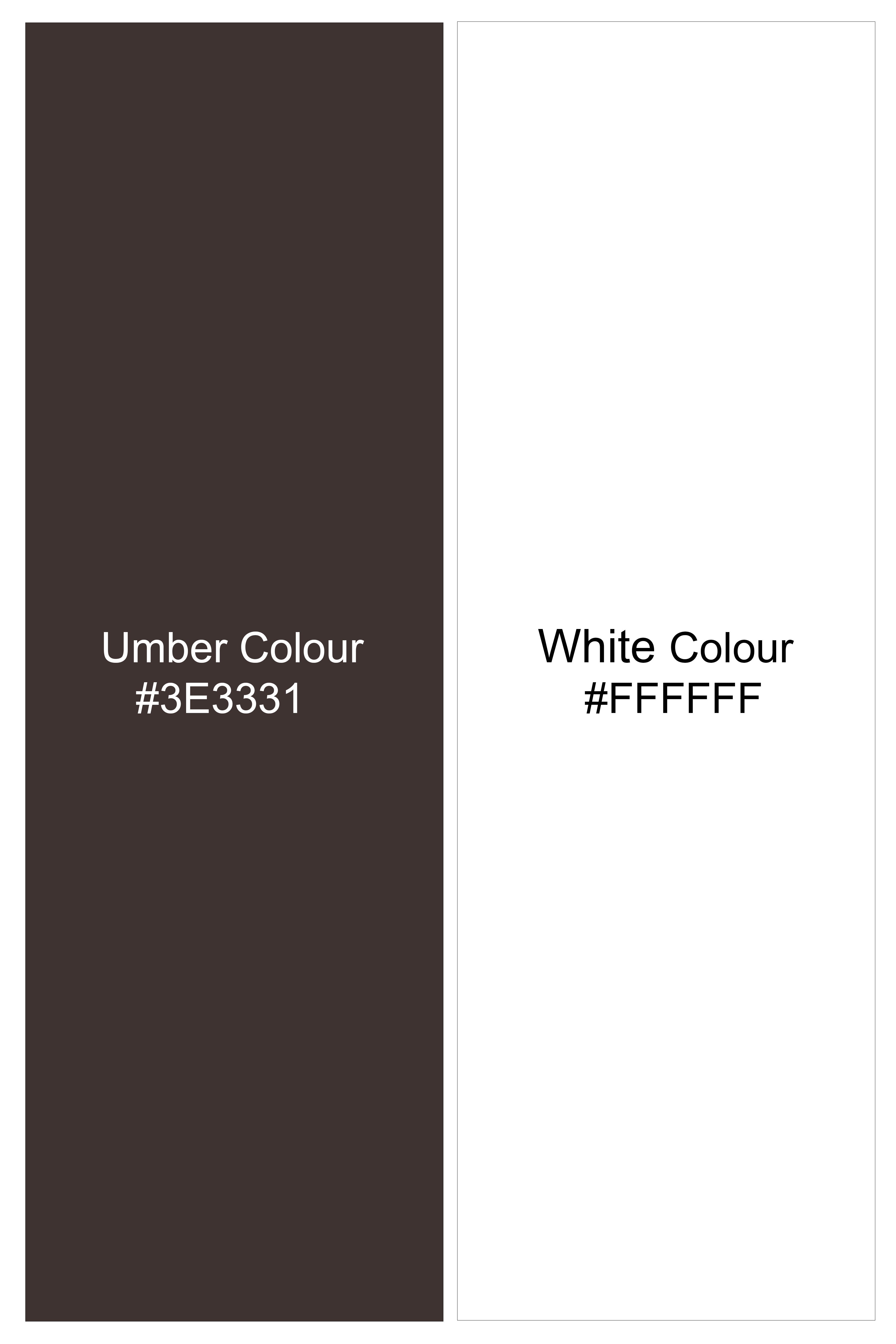 Sovereign-Umber Brown And Bright White Chalk Striped Wool Rich Slight Stretch Double Breasted Suit