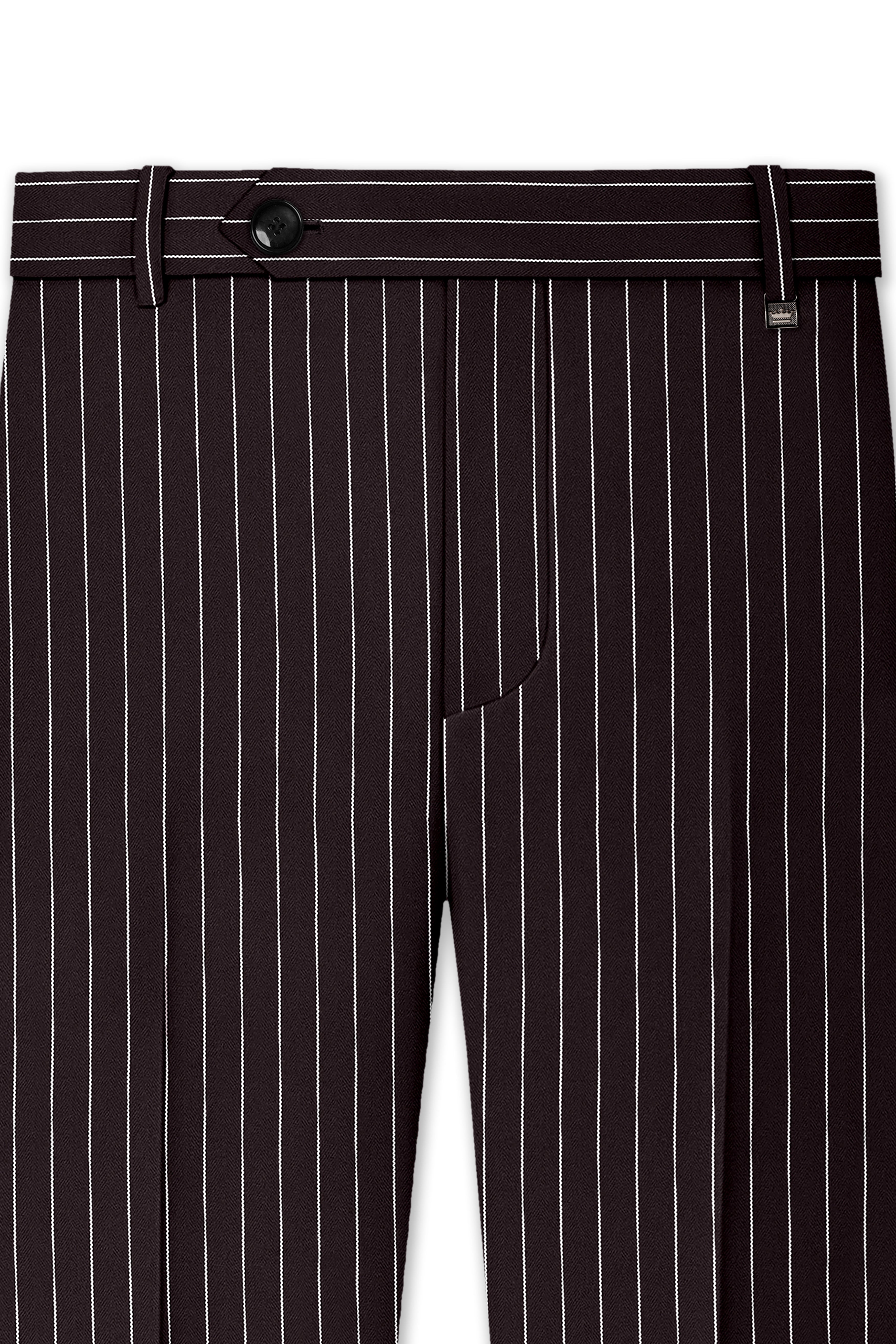 Volt-Thunder Brown Herringbone Striped Wool Rich Slight Stretch Double Breasted Suit
