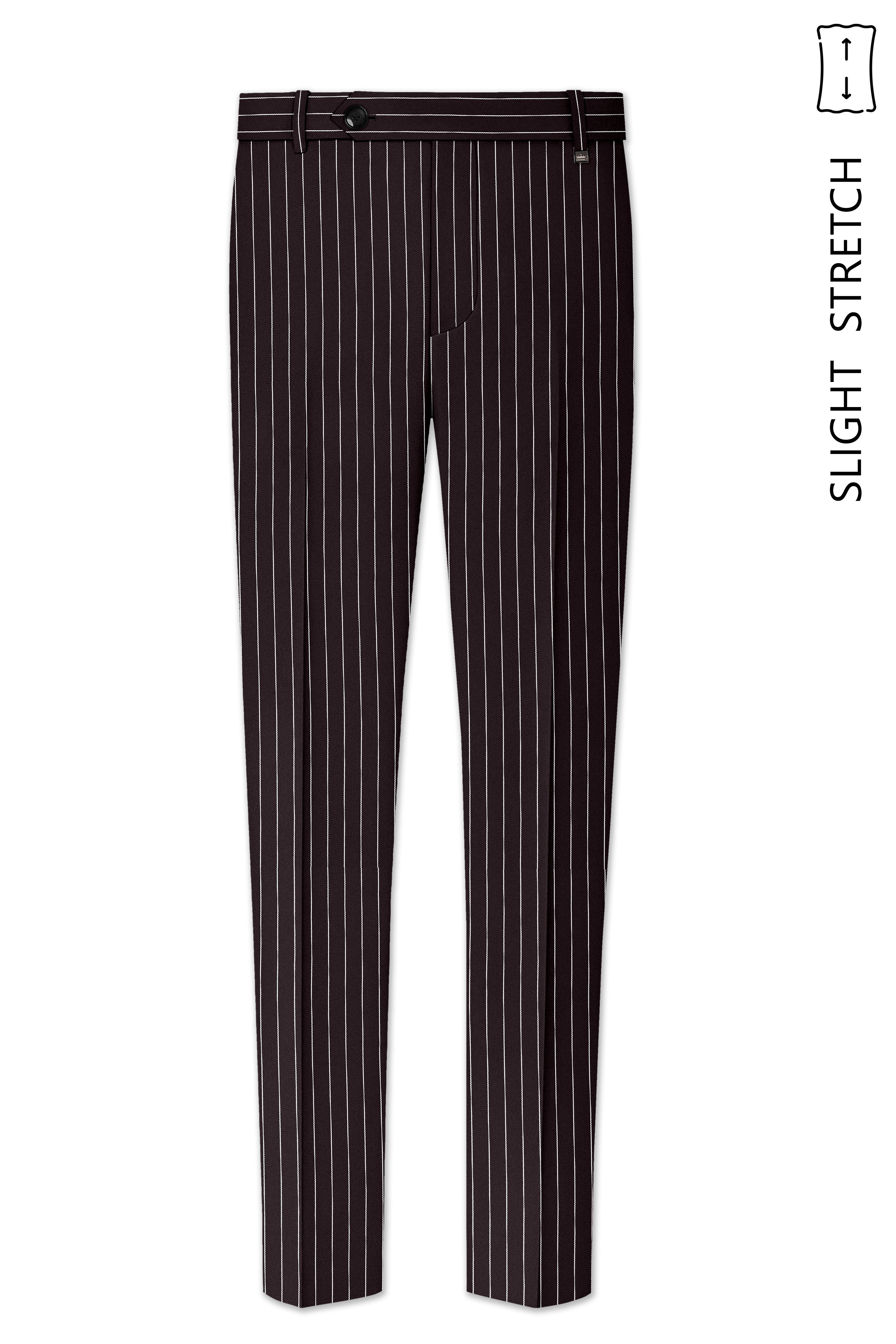 Volt-Thunder Brown Herringbone Striped Wool Rich Slight Stretch Double Breasted Suit