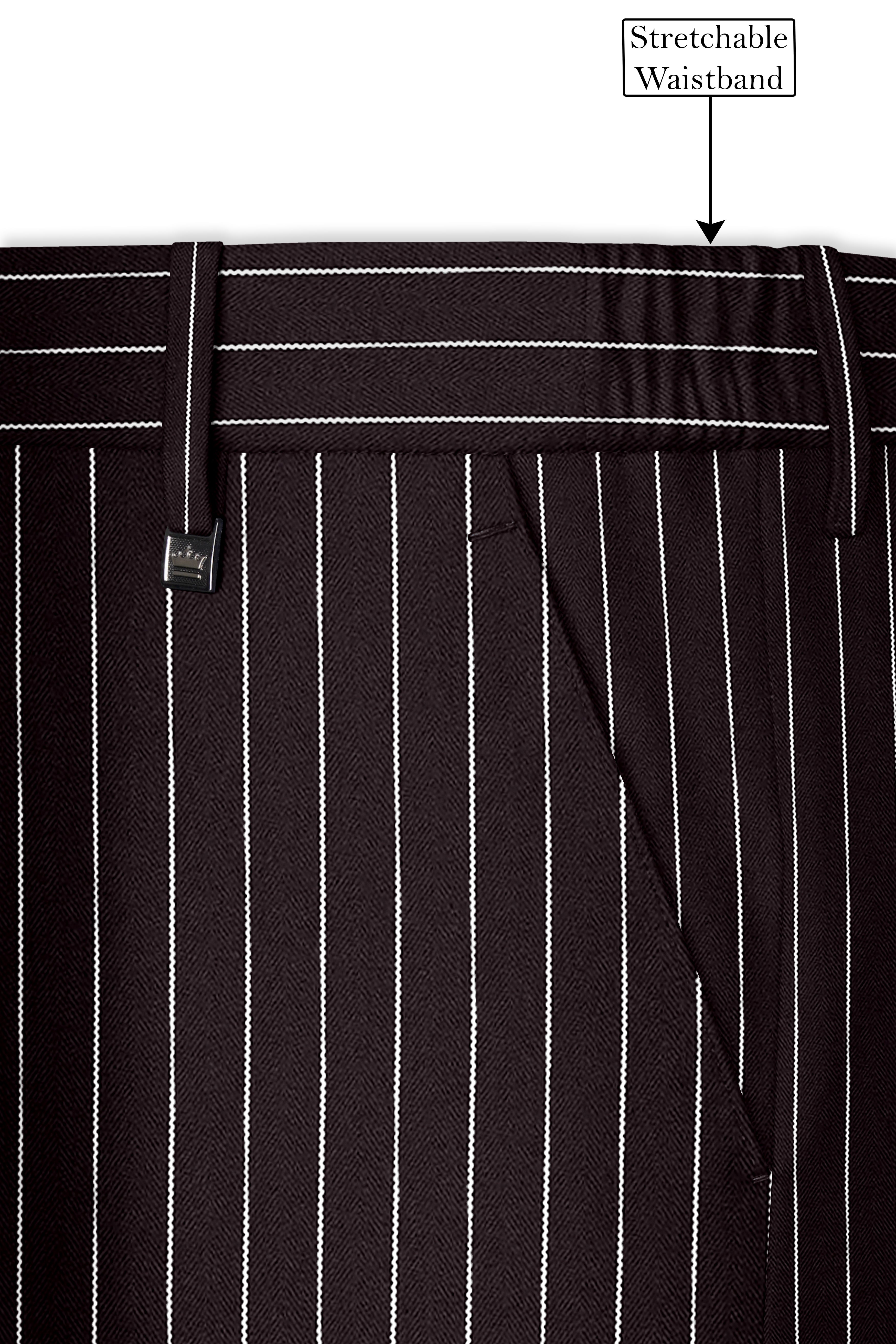 Volt-Thunder Brown Herringbone Striped Wool Rich Slight Stretch Double Breasted Suit