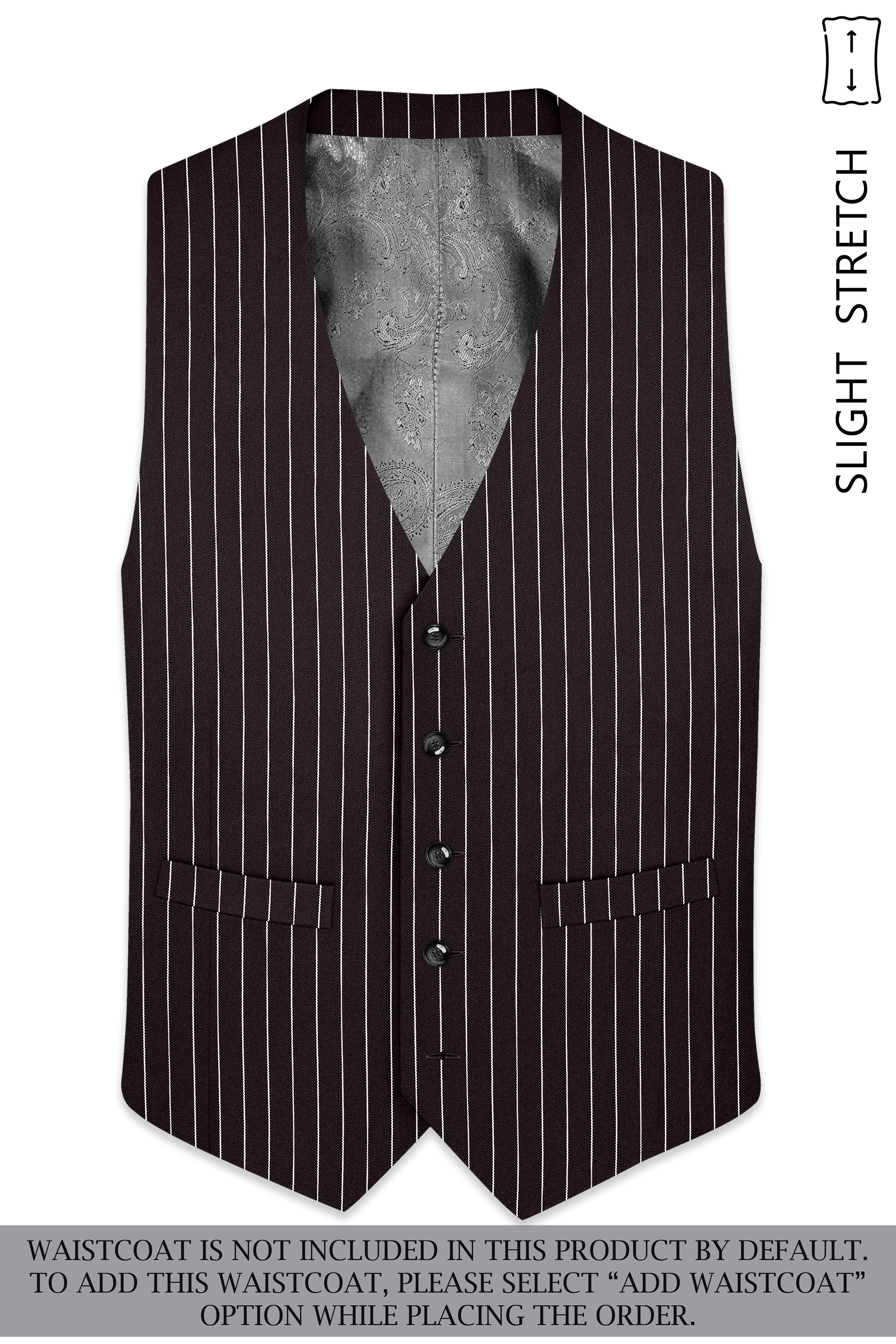 Volt-Thunder Brown Herringbone Striped Wool Rich Slight Stretch Double Breasted Suit