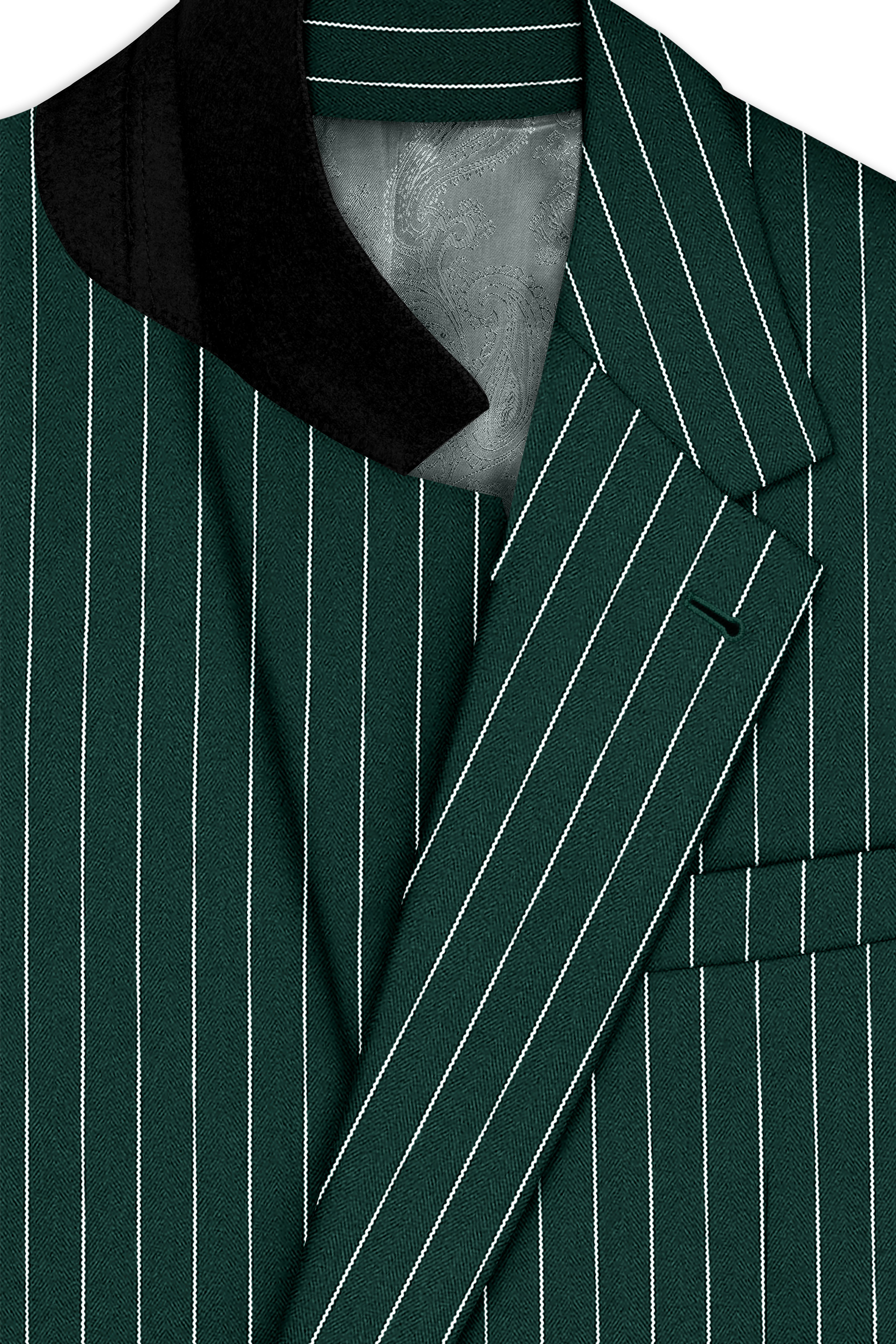 Arbor-Timber Green Herringbone Striped Wool Rich Slight Stretch Single Breasted Suit