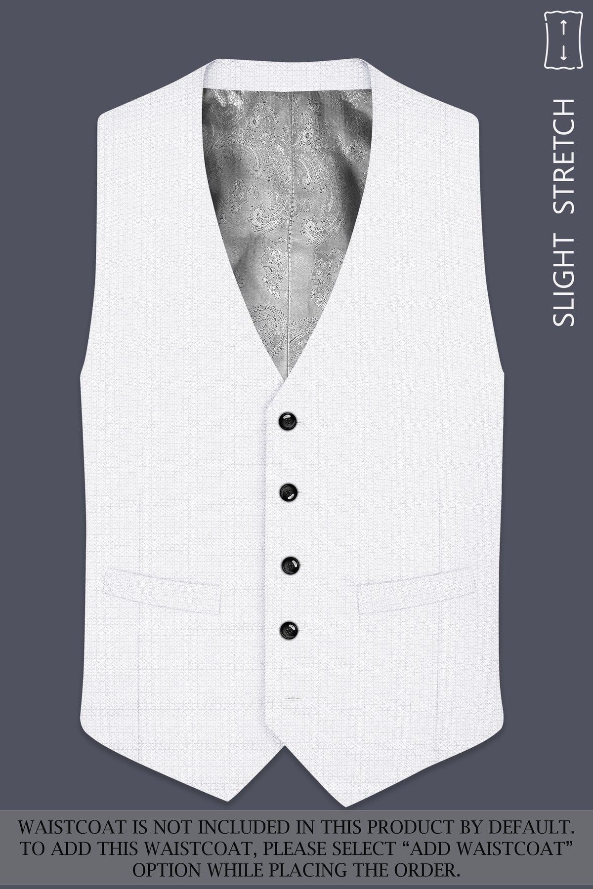 Porcelain-Bright White Diamond Textured Wool Rich Slight Stretch Single Breasted Suit
