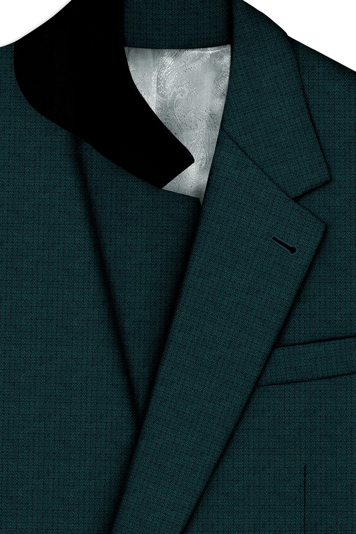 Facet-Dianne Green Diamond Textured Wool Rich Slight Stretch Single Breasted Suit