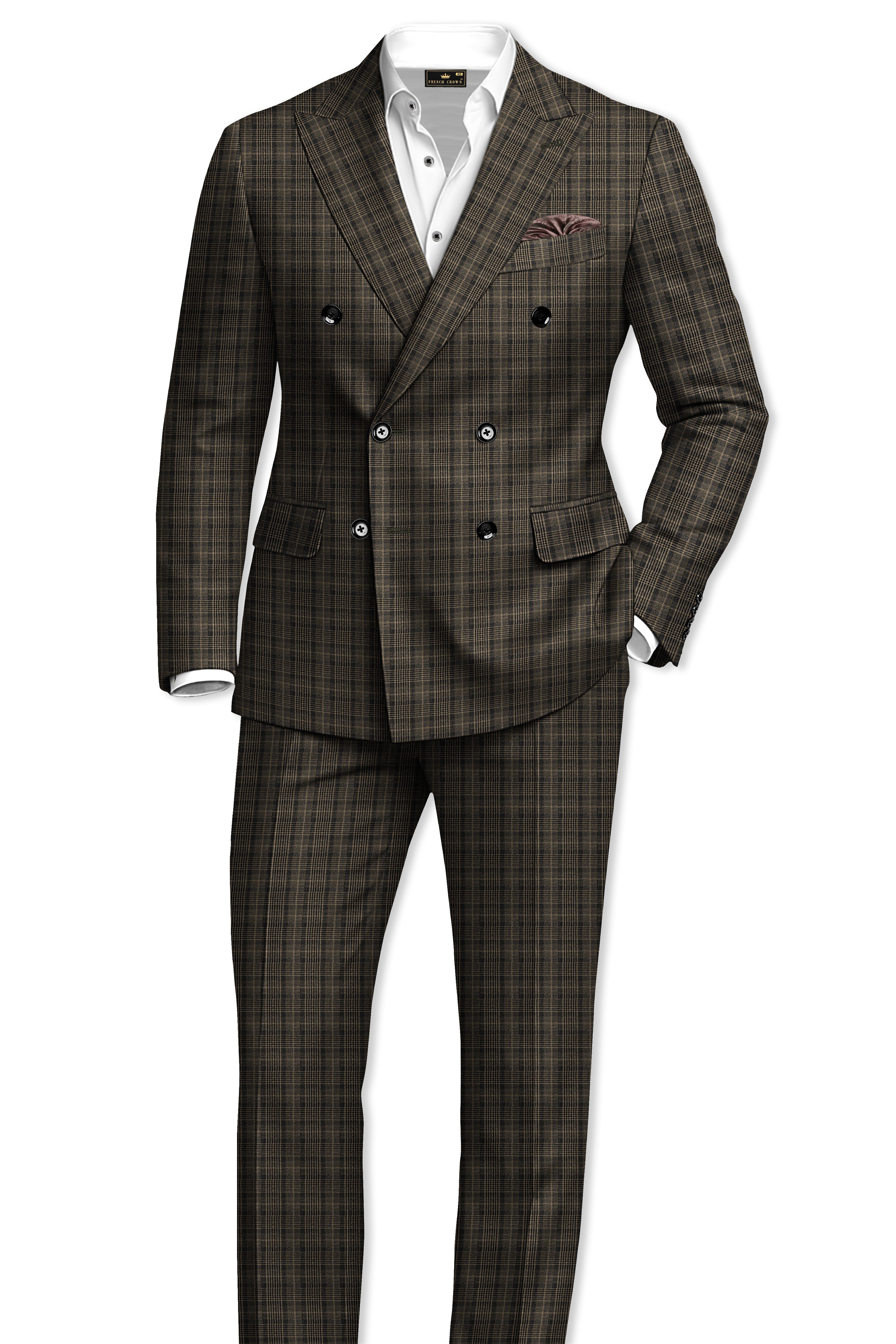 Walnut Plaid Double Breasted Suit