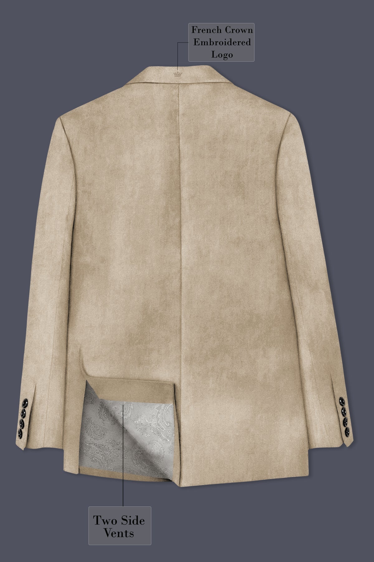 Lustre-Napa Cream Velvet Peak Lapel Tuxedo Suit