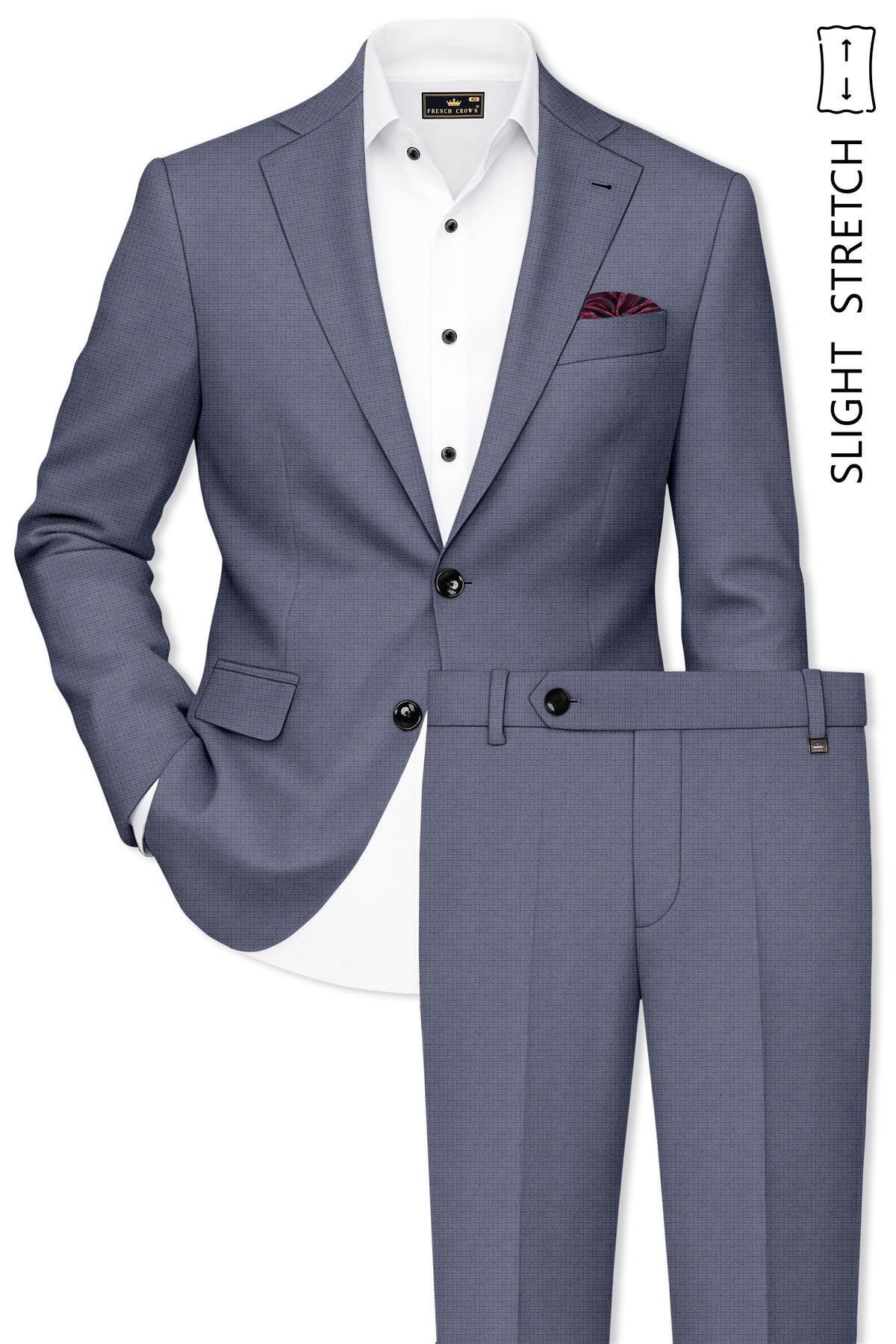 Graphite-Shuttle Gray Diamond Textured Wool Rich Slight Stretch Single Breasted Suit