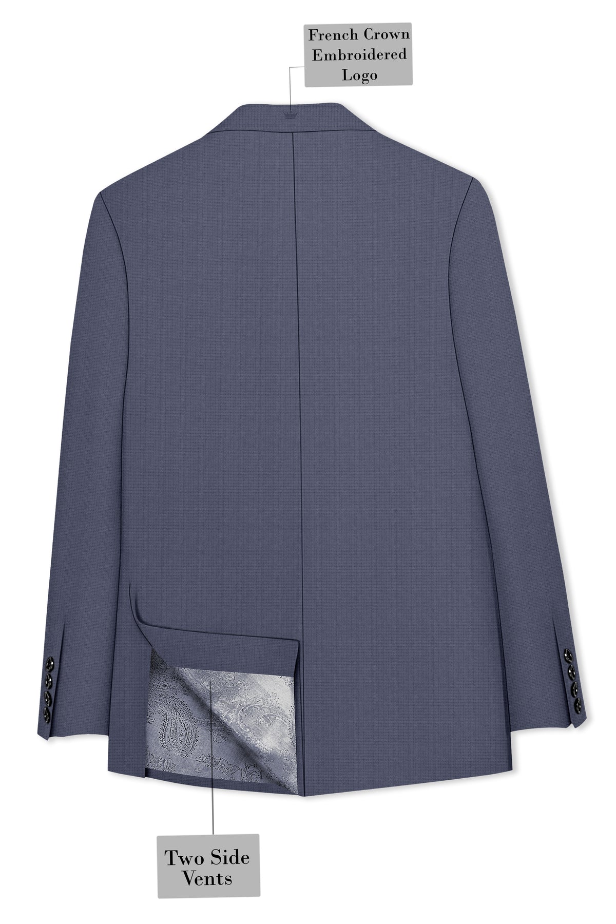 Graphite-Shuttle Gray Diamond Textured Wool Rich Slight Stretch Single Breasted Suit