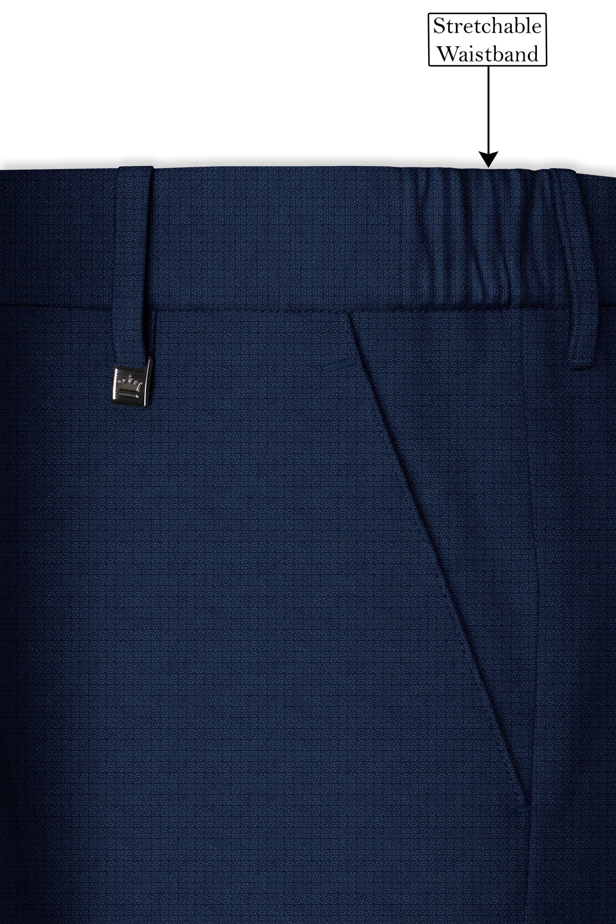 Regent-Ebony Blue Diamond Textured Wool Rich Slight Stretch Single Breasted Suit
