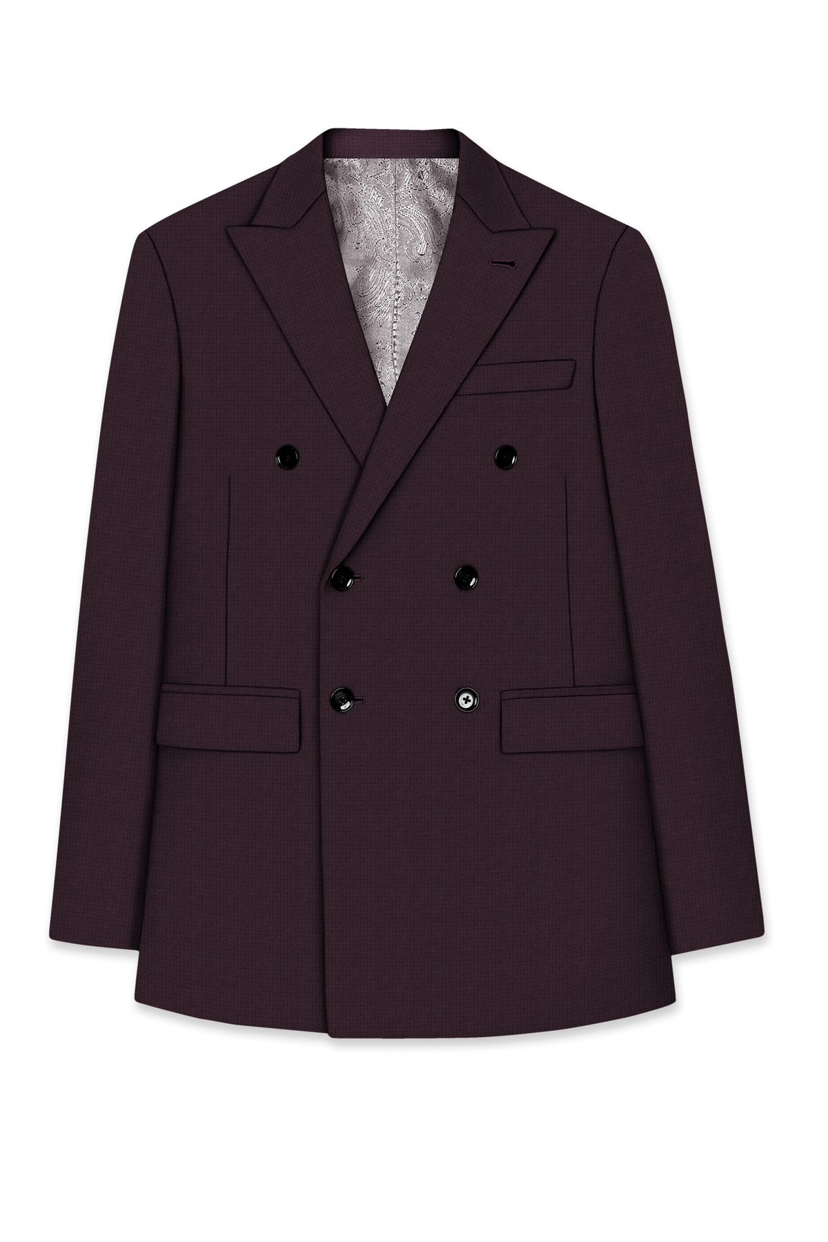 Velaris-Thunder Purple Diamond Textured Wool Rich Slight Stretch Double Breasted Suit