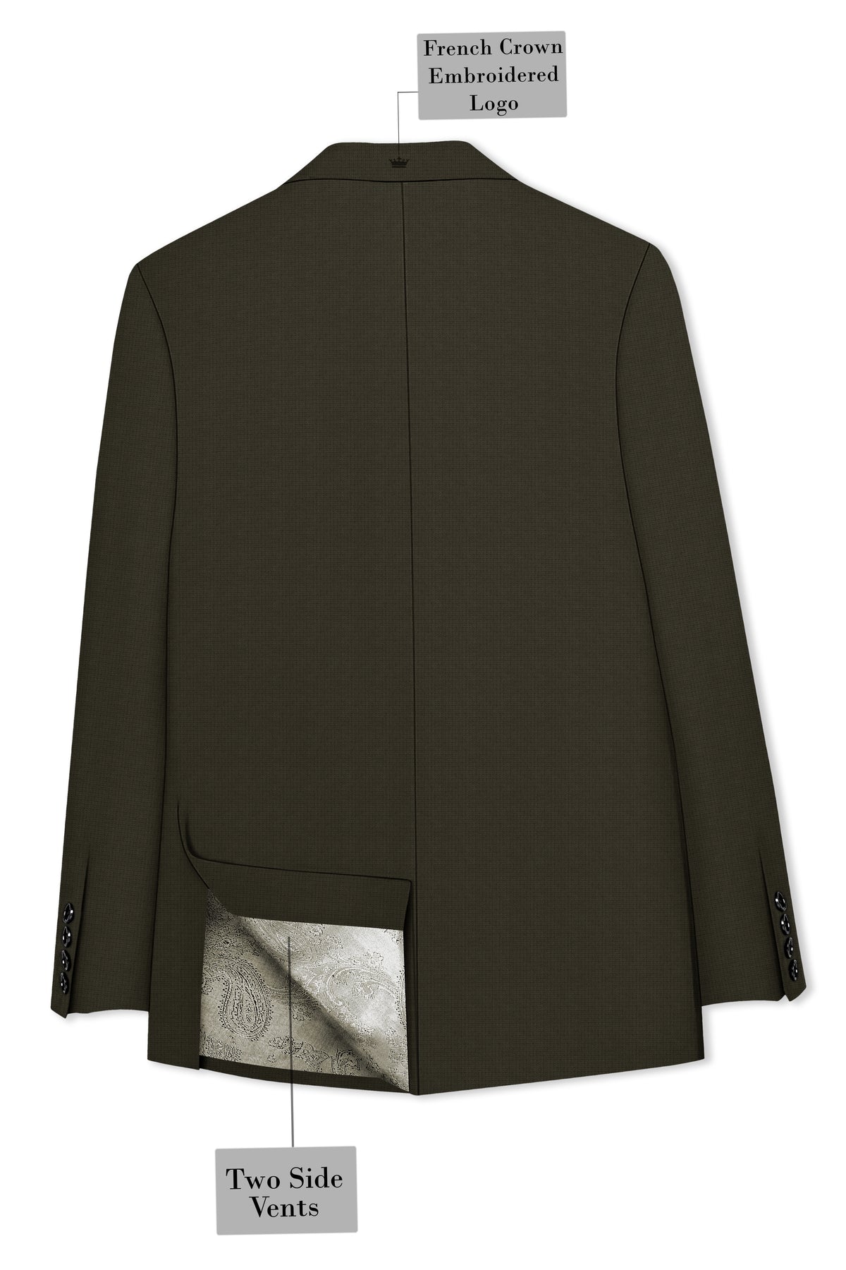Prestige-Zeus Green Diamond Textured Wool Rich Slight Stretch Double Breasted Suit