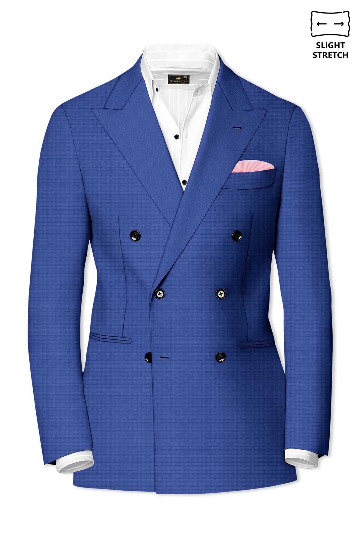 Aurelio-Chambray Blue Diamond Textured Wool Rich Slight Stretch Double Breasted Suit