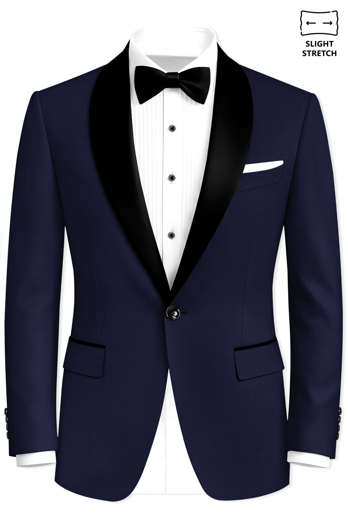 Nocturne-Mirage Navy Diamond Textured Wool Rich Slight Stretch Tuxedo Suit
