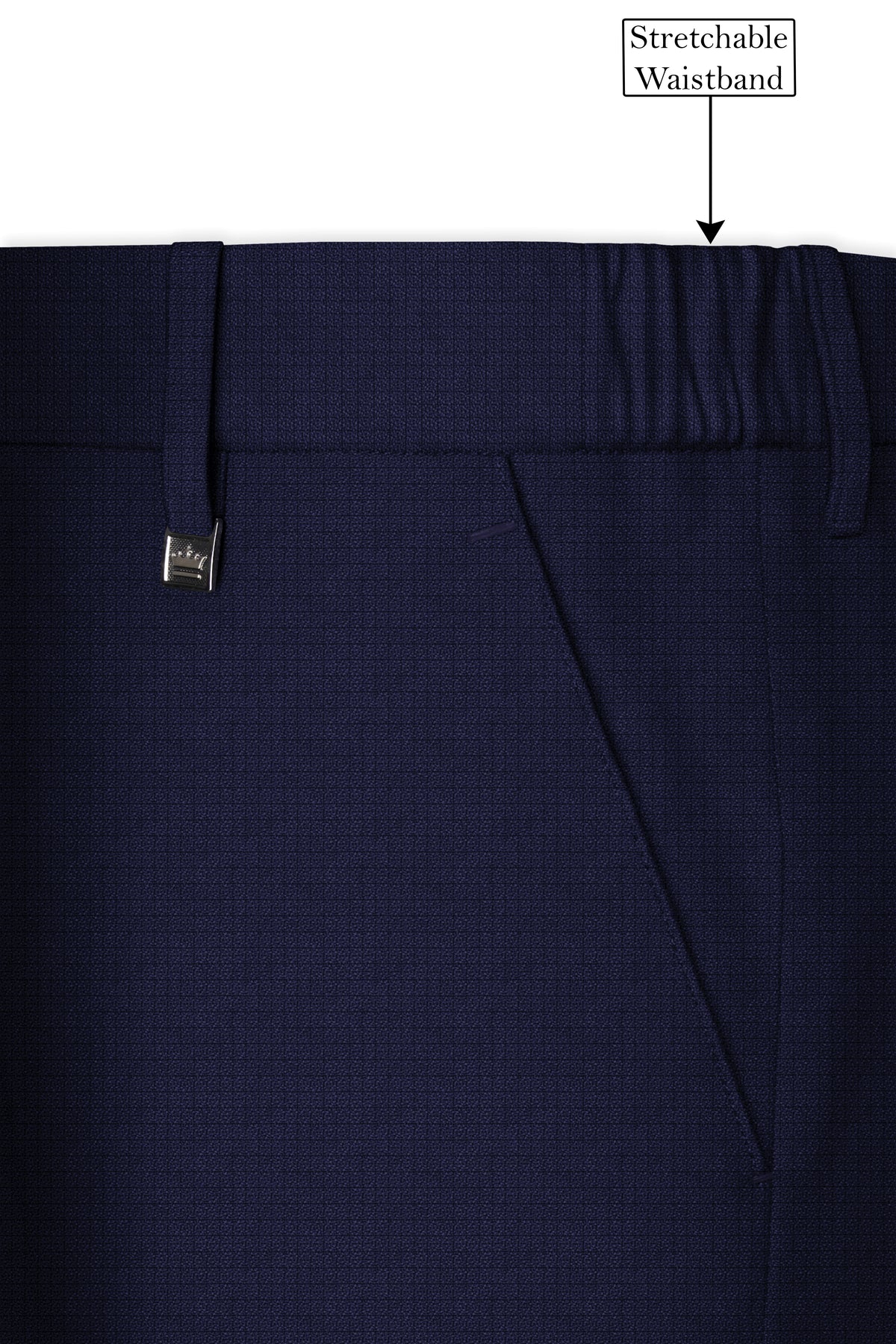 Nocturne-Mirage Navy Diamond Textured Wool Rich Slight Stretch Tuxedo Suit
