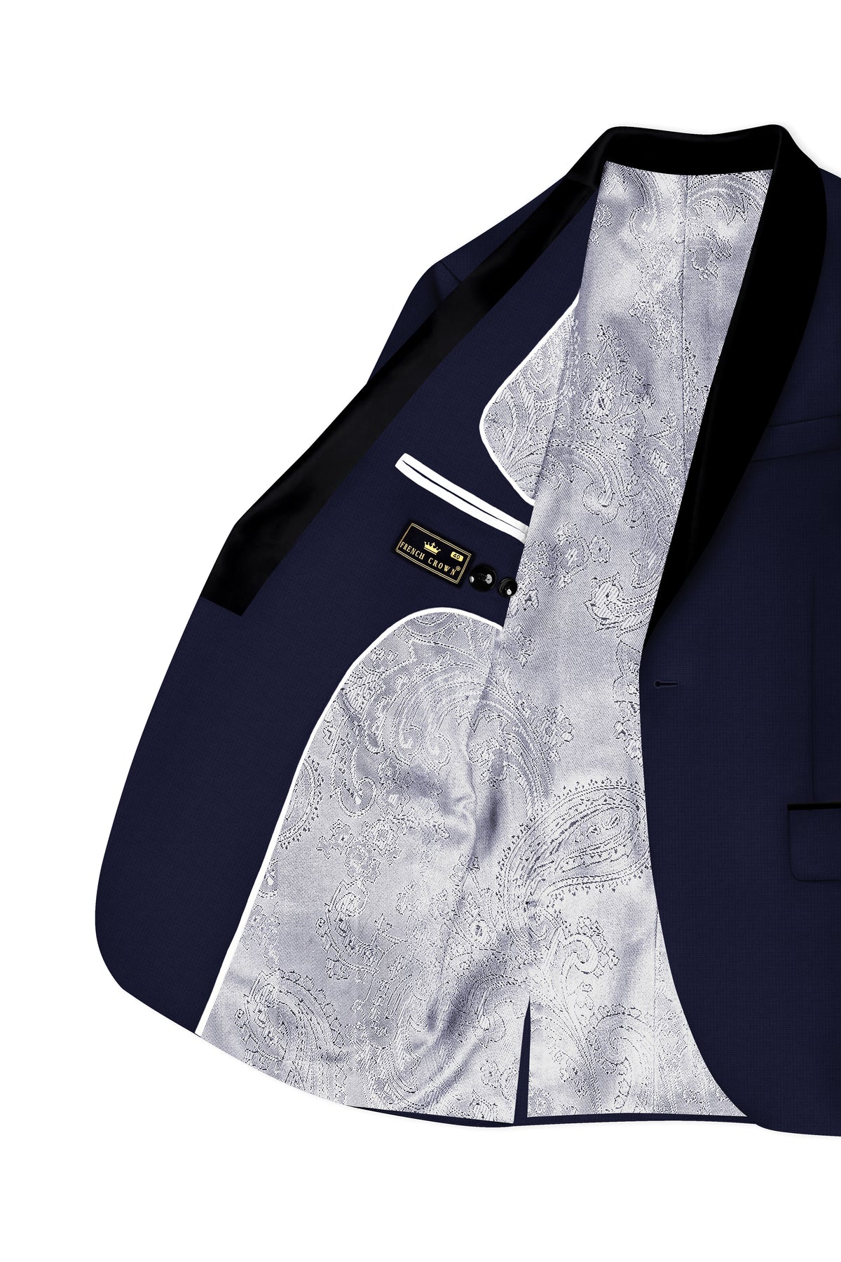 Nocturne-Mirage Navy Diamond Textured Wool Rich Slight Stretch Tuxedo Suit