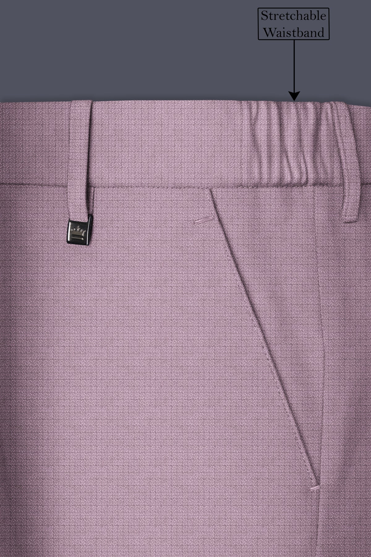 Regalia-Mountbatten Pink Diamond Textured Wool Rich Slight Stretch Cross Placket Bandhgala Suit