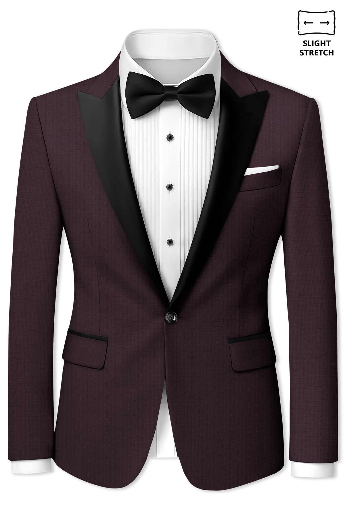 Velaris-Thunder Purple Diamond Textured Wool Rich Slight Stretch Peak Lapel Tuxedo Suit