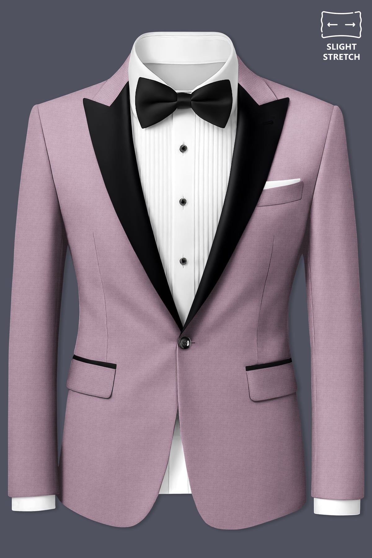 Regalia-Mountbatten Pink Diamond Textured Wool Rich Slight Stretch Peak Lapel Tuxedo Suit