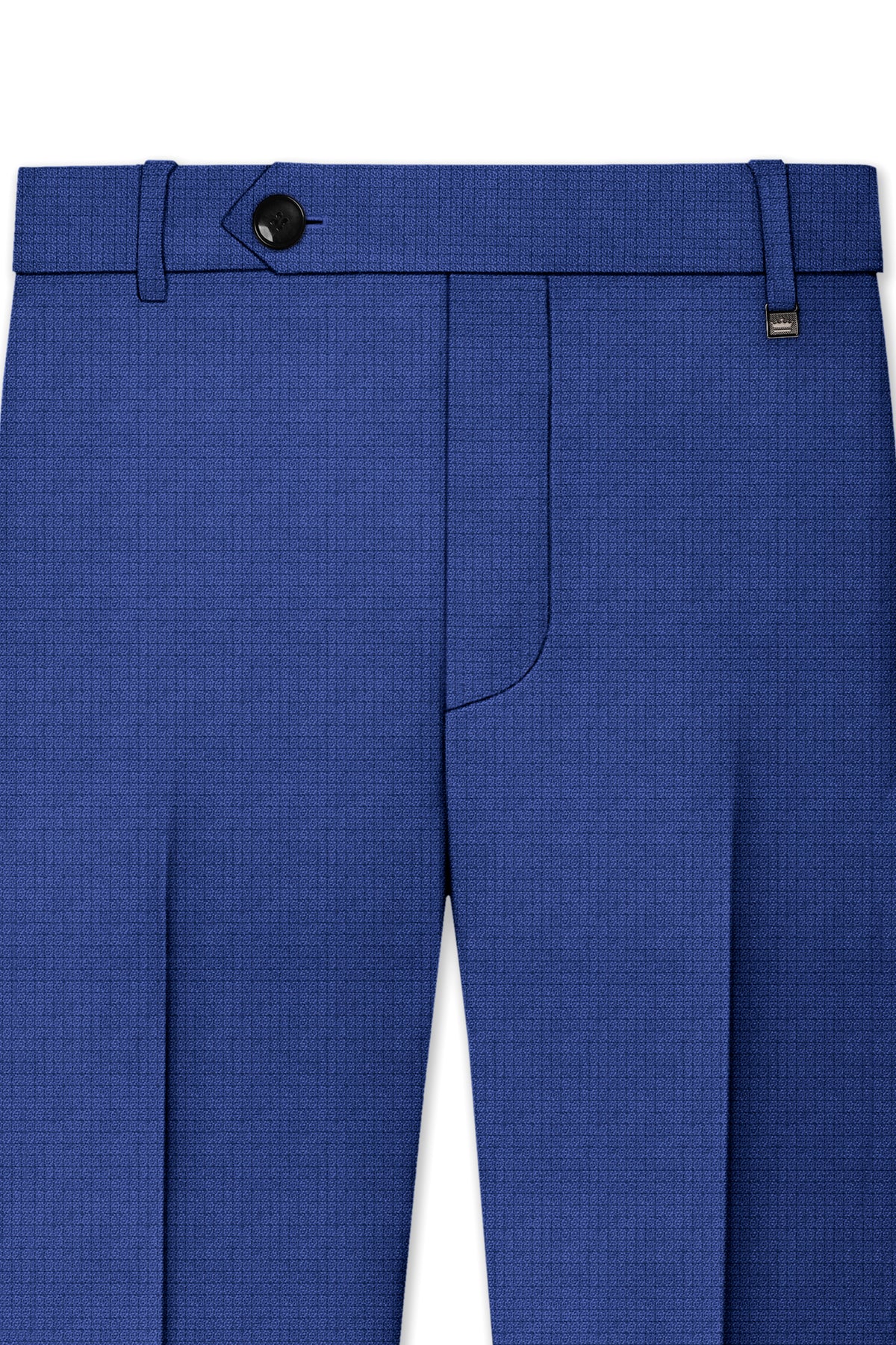 Aurelio-Chambray Blue Diamond Textured Wool Rich Slight Stretch Peak Lapel Tuxedo Suit