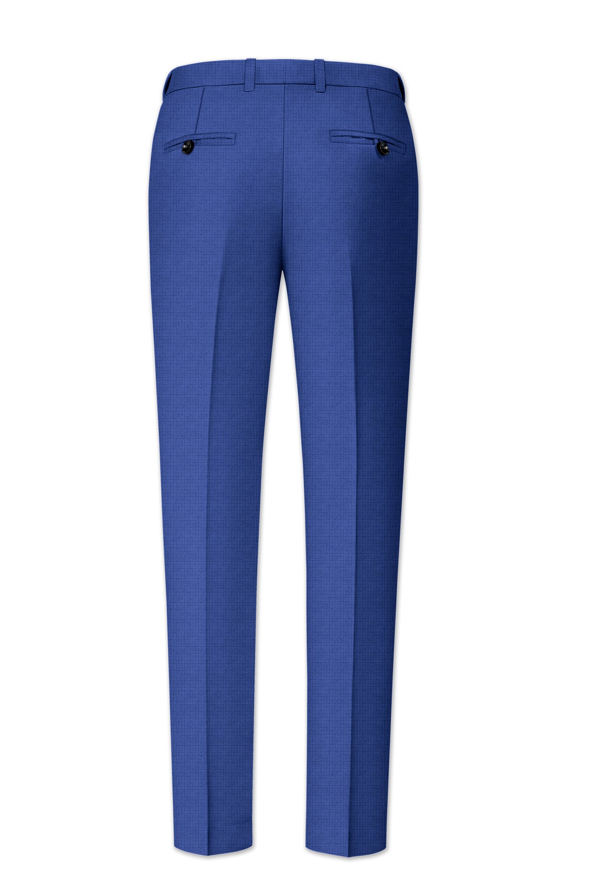 Aurelio-Chambray Blue Diamond Textured Wool Rich Slight Stretch Peak Lapel Tuxedo Suit