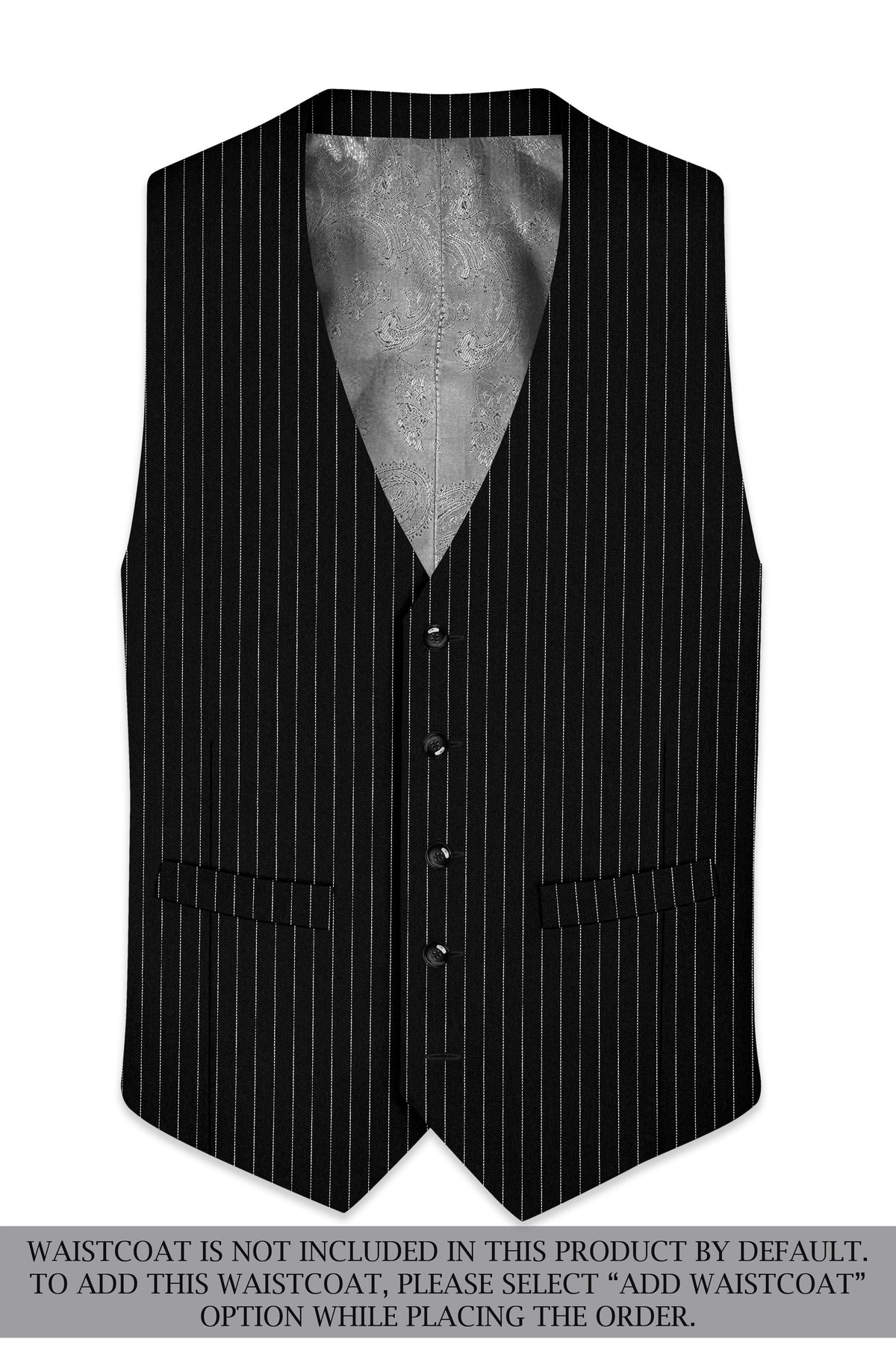 Gravitas-Jade Black And Bright White Chalk Striped Wool Rich Wrinkle-Free Fluid Drape Fabric Double Breasted Suit