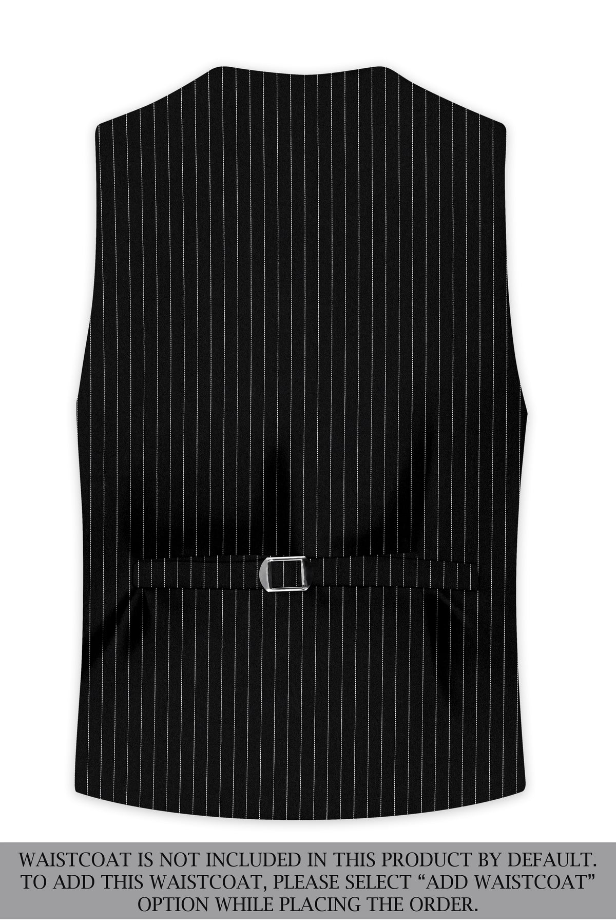 Gravitas-Jade Black And Bright White Chalk Striped Wool Rich Wrinkle-Free Fluid Drape Fabric Double Breasted Suit
