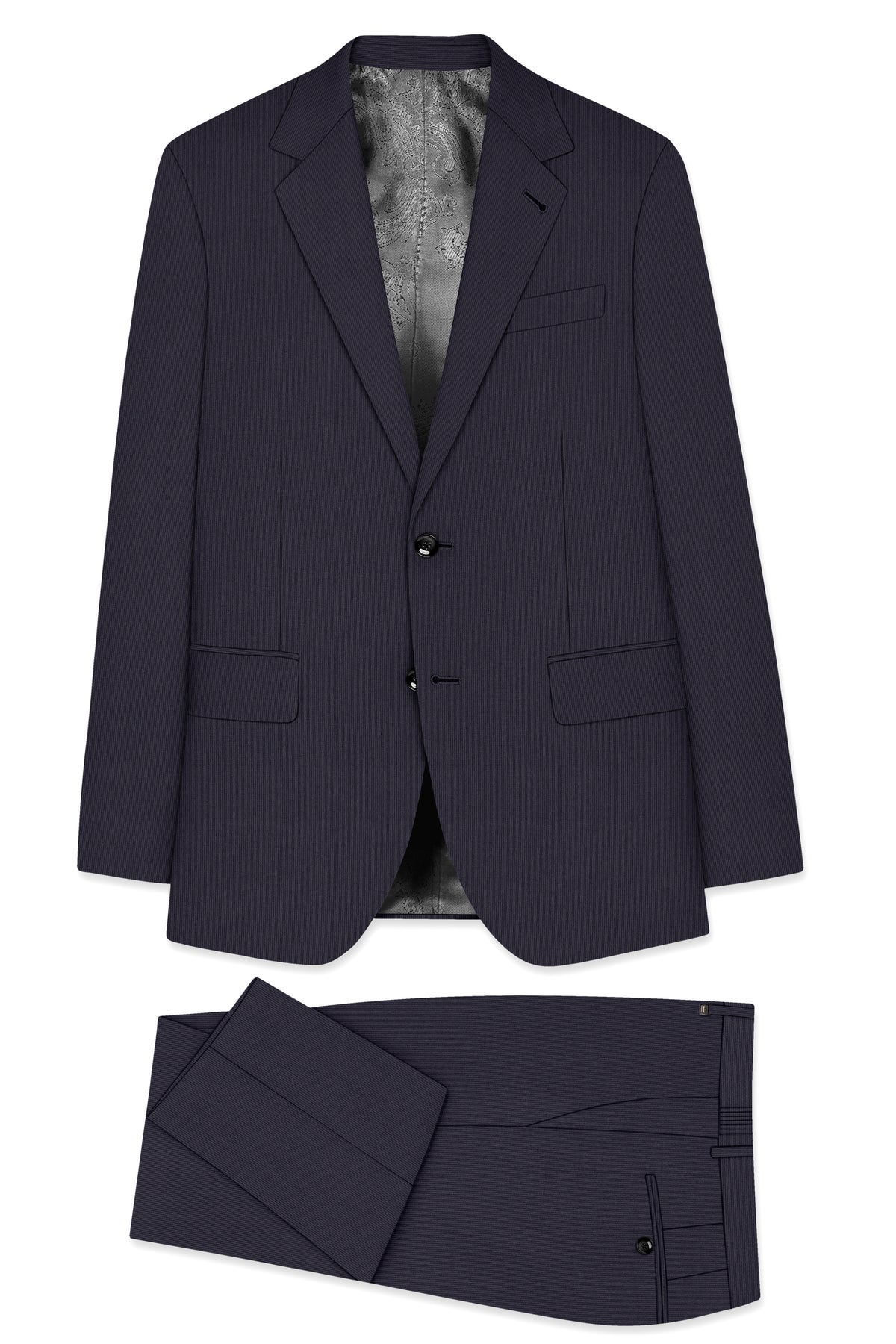 Aurelio-Charade Gray Diamond Textured Wool Rich Slight Stretch Single Breasted Suit