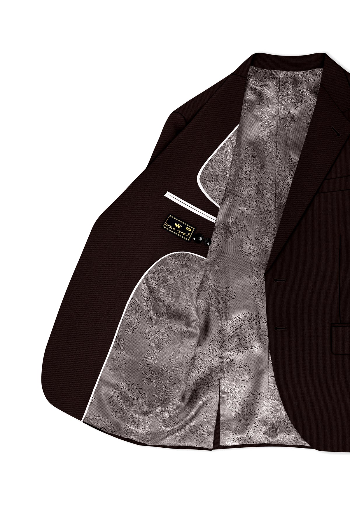 Terrano-Creole Brown Diamond Textured Wool Rich Slight Stretch Single Breasted Suit