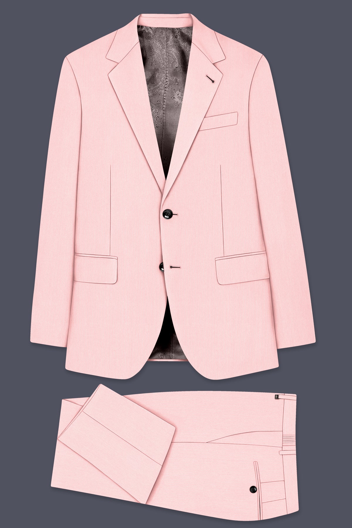 Elara-Cosmos Pink Diamond Textured Wool Rich Slight Stretch Single Breasted Suit